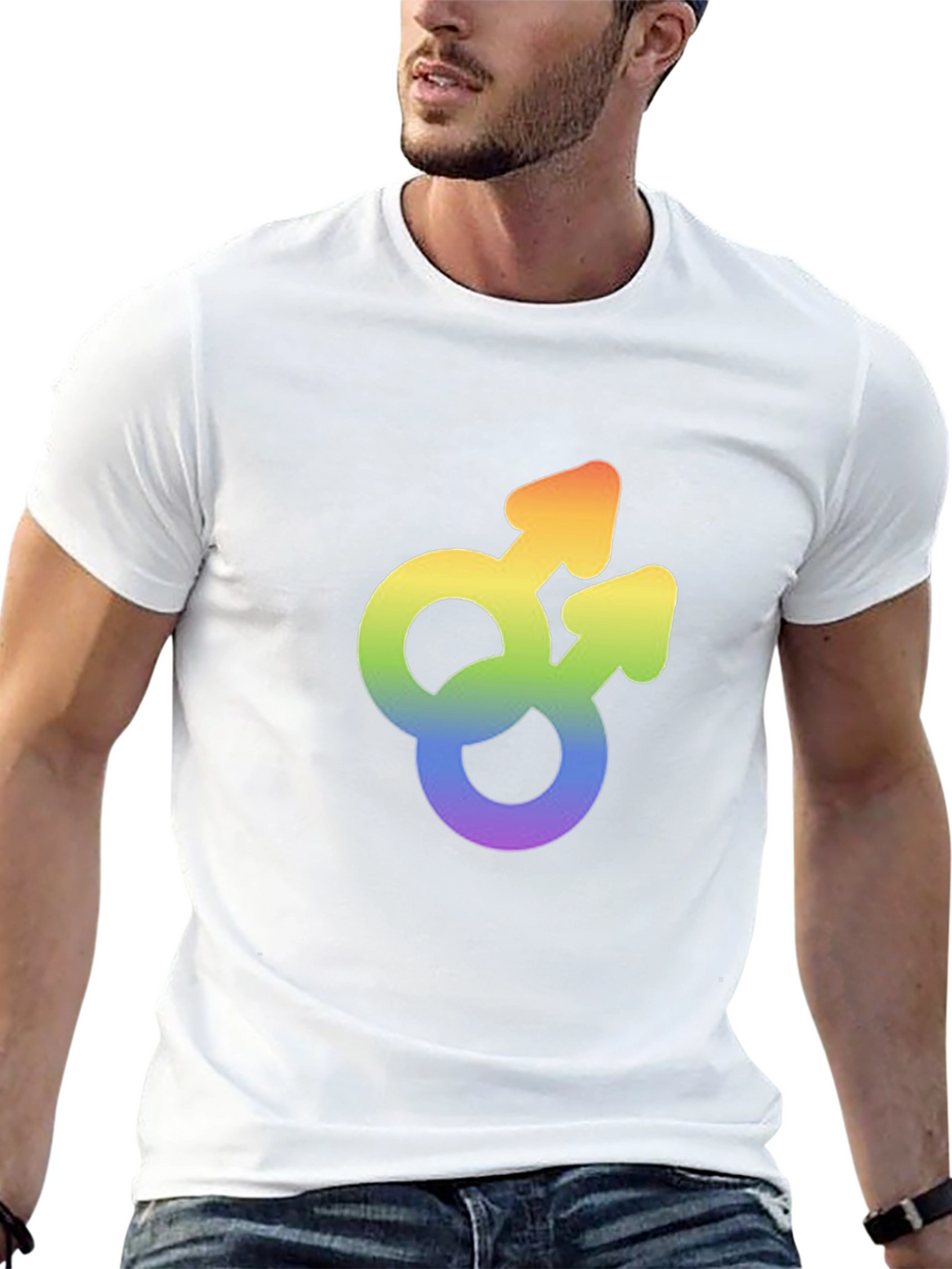 Gay Pride Rainbow Double Mars Symbol T-Shirt