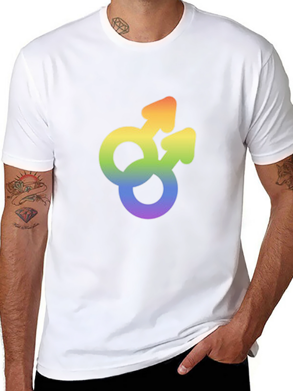 Gay Pride Rainbow Double Mars Symbol T-Shirt