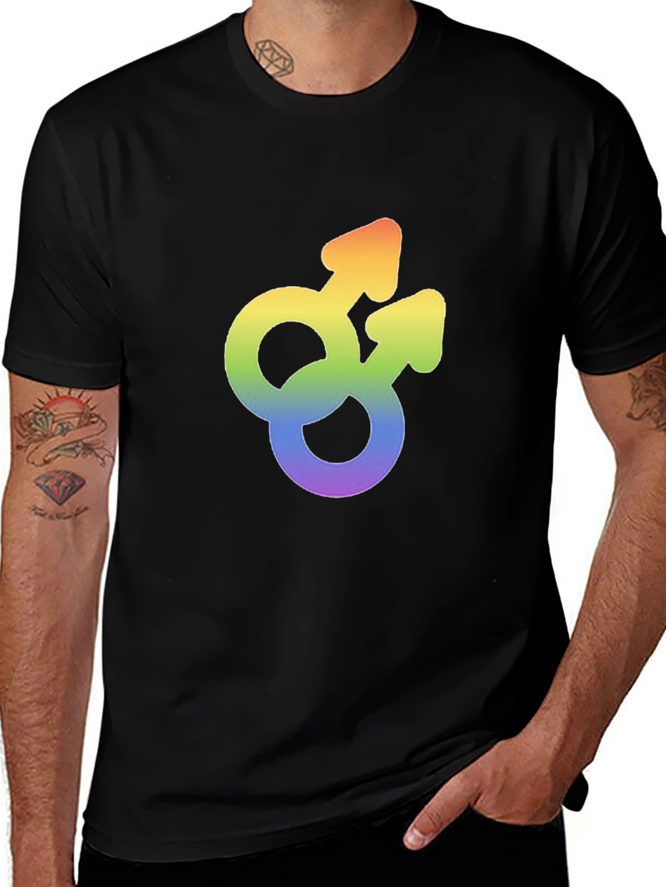 Gay Pride Rainbow Double Mars Symbol T-Shirt