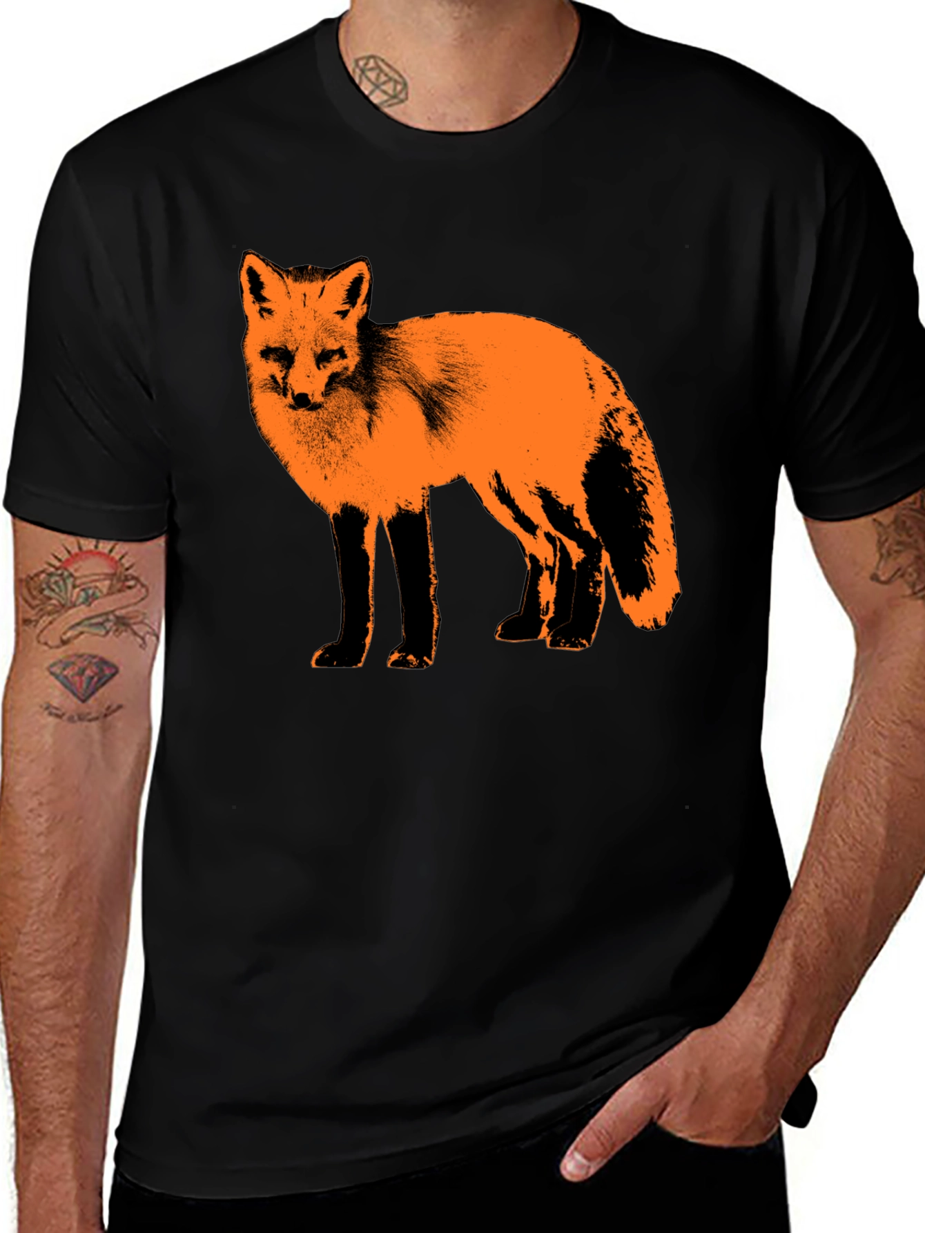 Fox Graphic Print Black T-Shirt