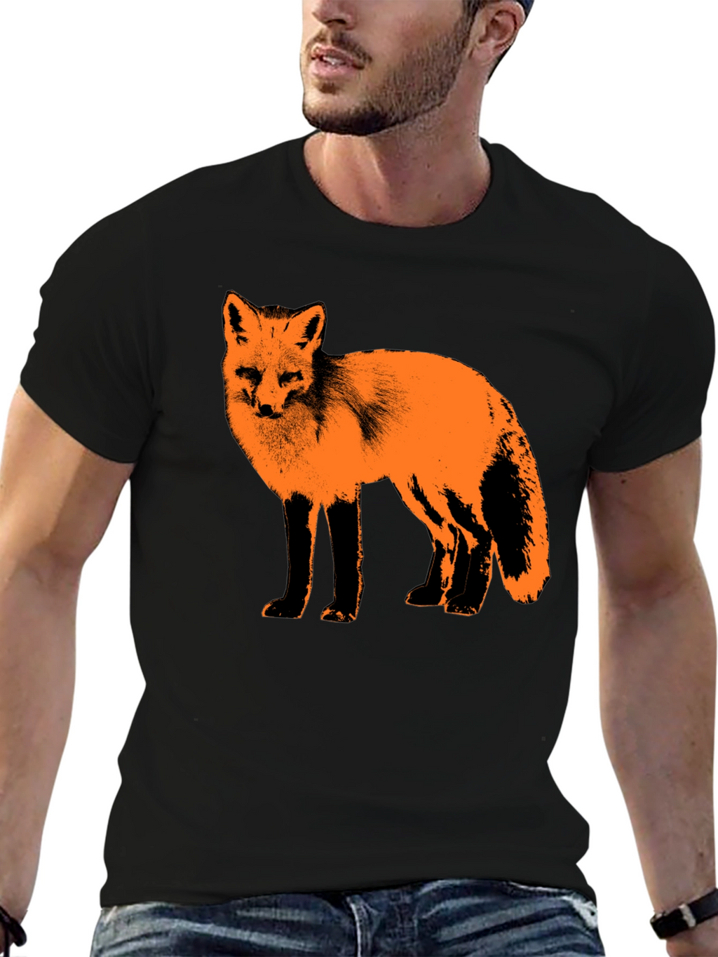 Fox Graphic Print Black T-Shirt