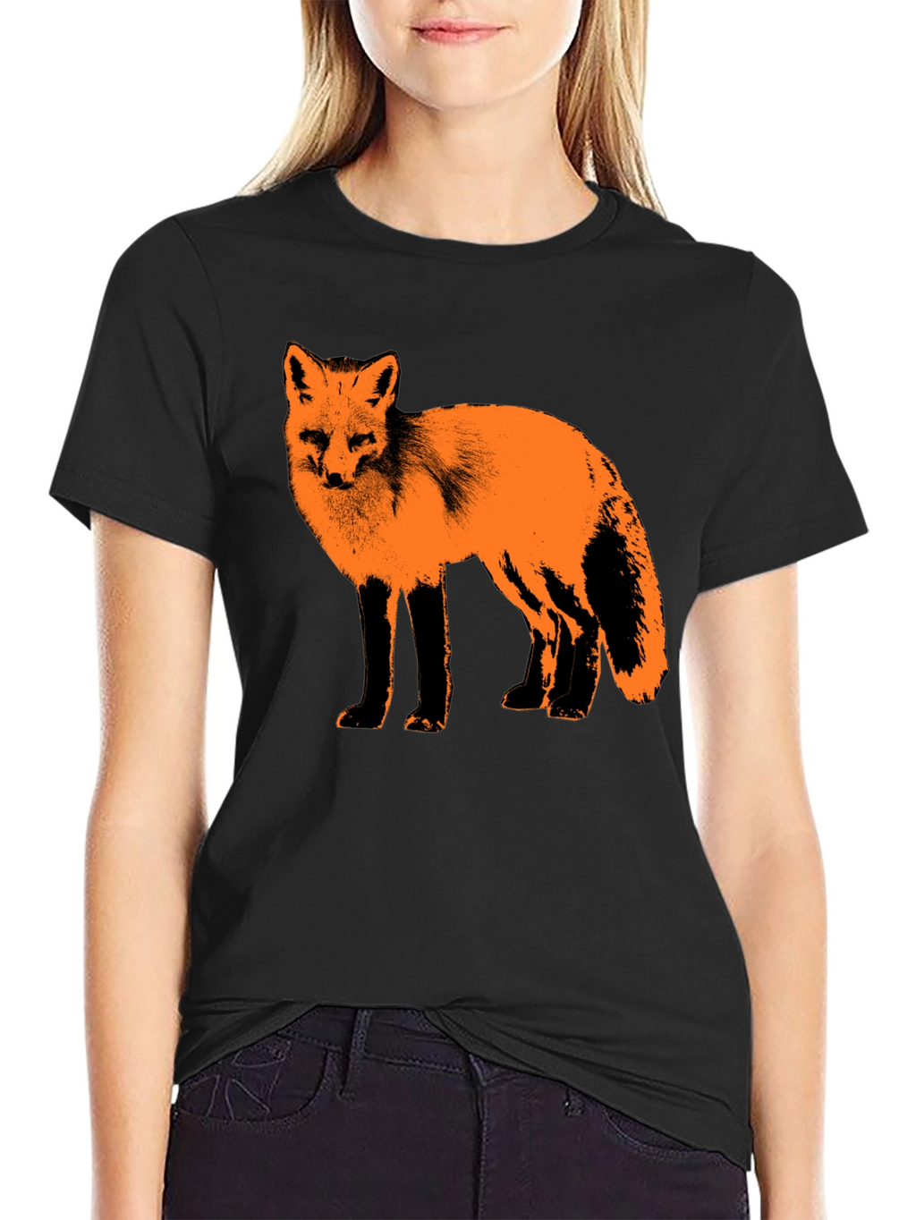 Fox Graphic Print Black T-Shirt
