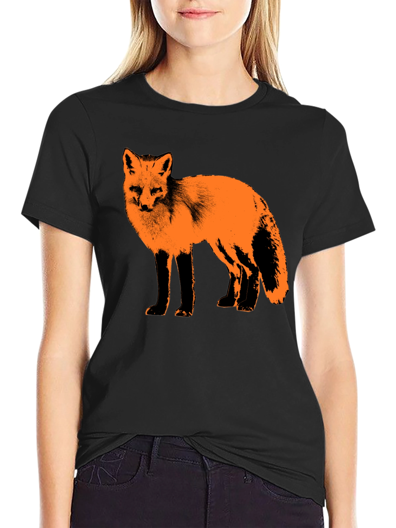 Fox Graphic Print Black T-Shirt