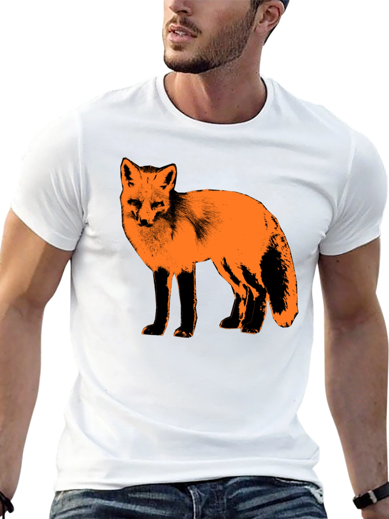 Fox Graphic Print Black T-Shirt