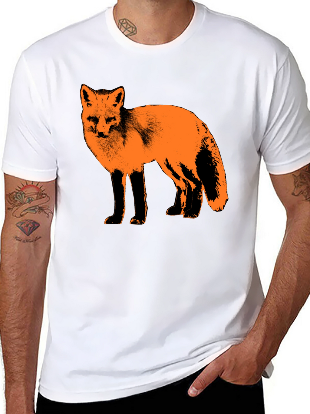Fox Graphic Print Black T-Shirt