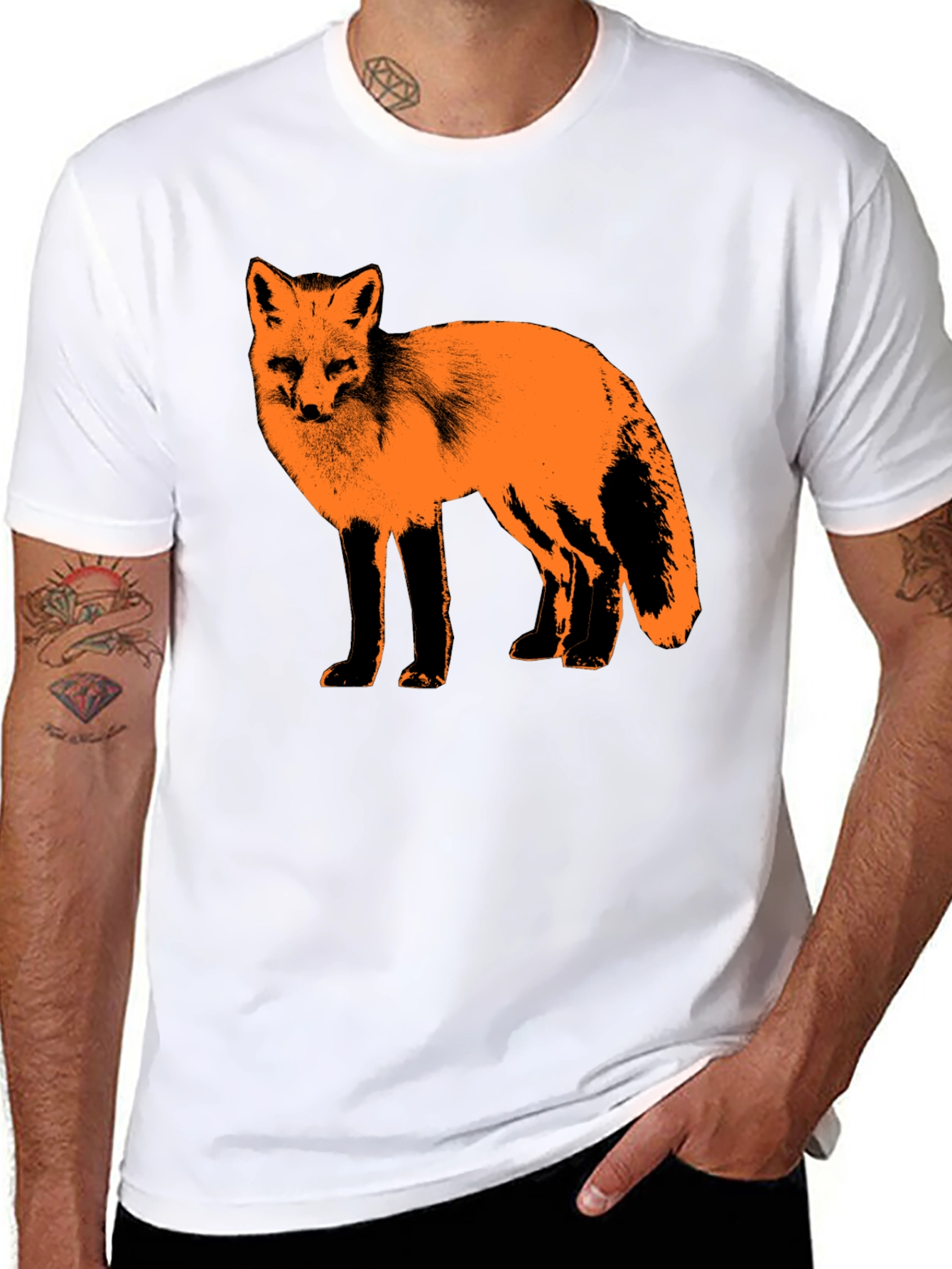 Fox Graphic Print Black T-Shirt