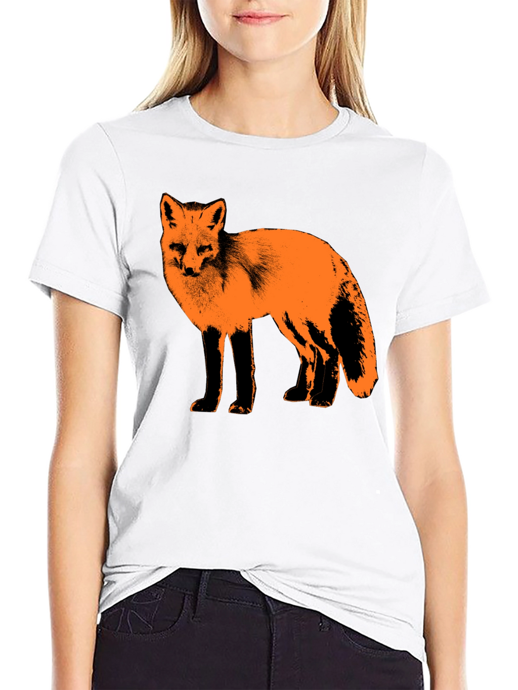 Fox Graphic Print Black T-Shirt