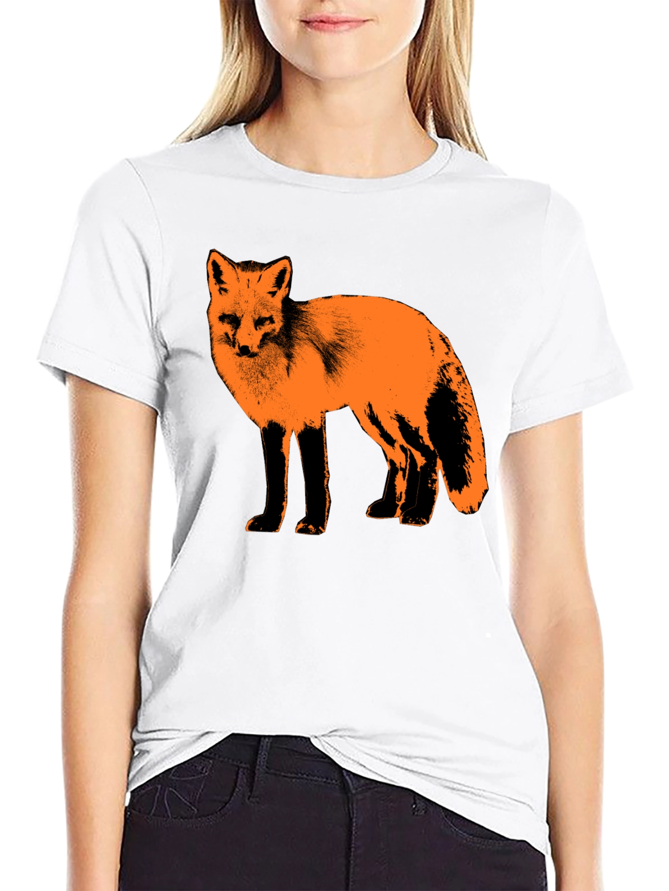 Fox Graphic Print Black T-Shirt