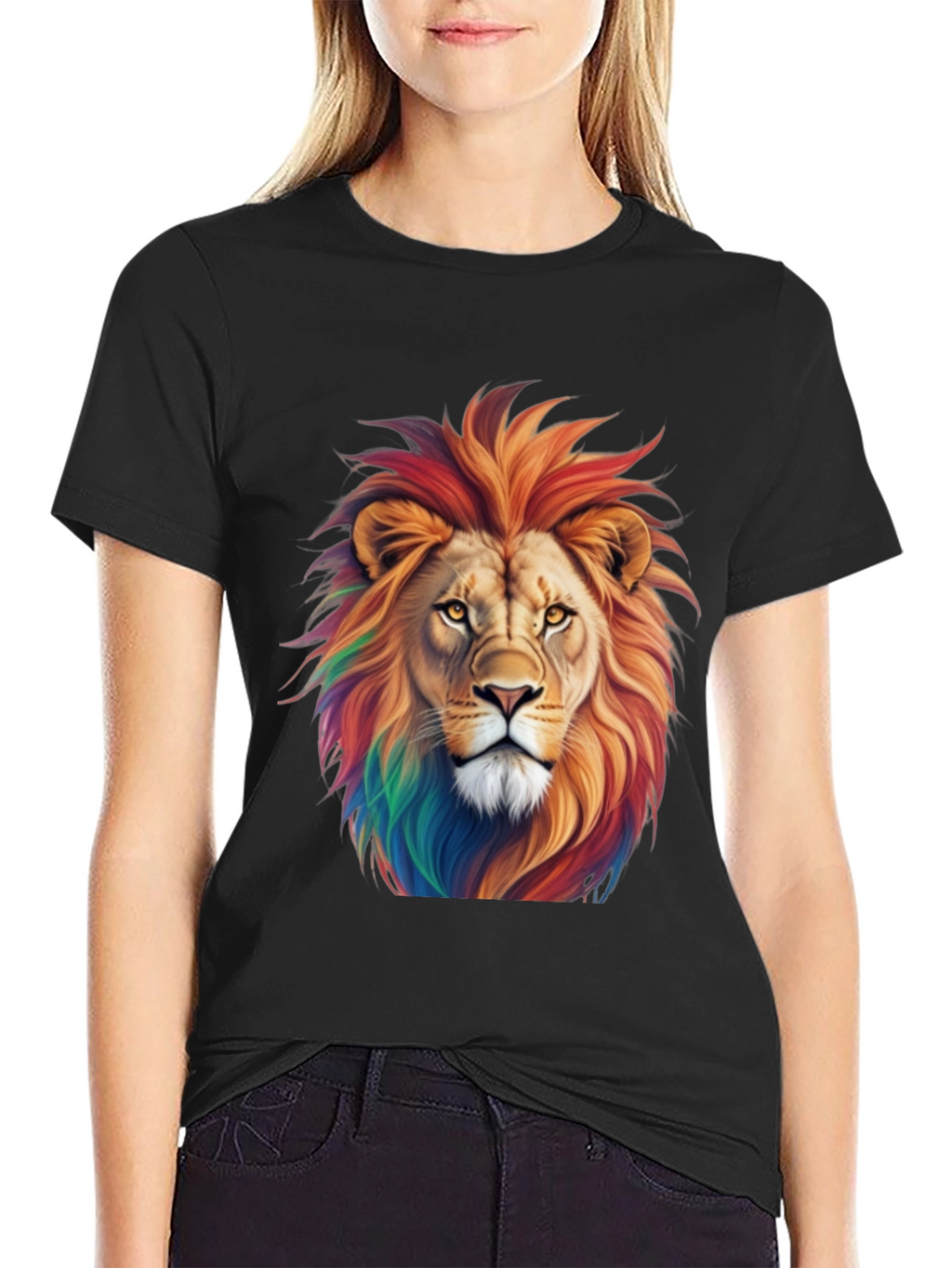 Rainbow Lion Graphic Tee - Black T-Shirt