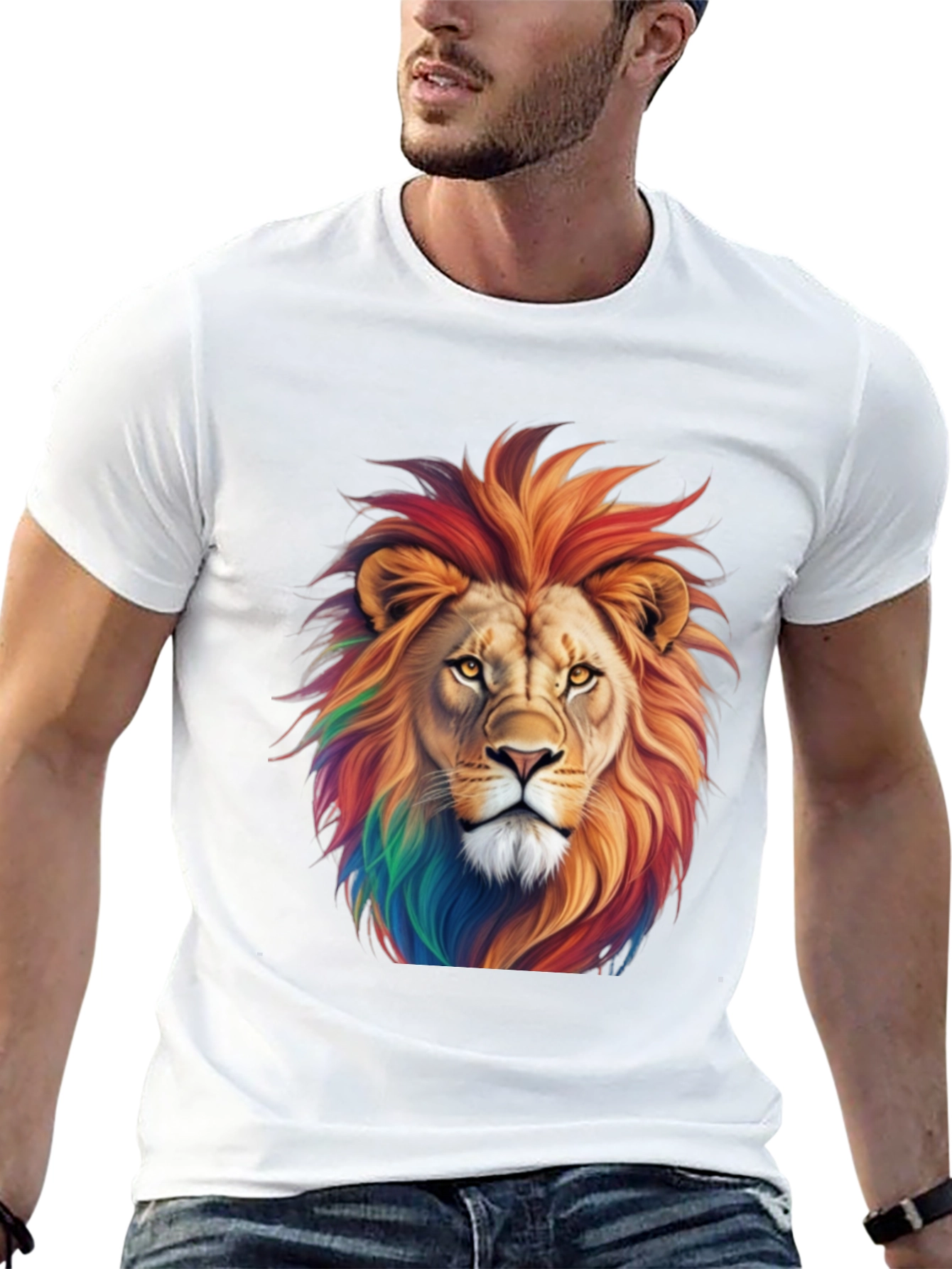 Rainbow Lion Graphic Tee - Black T-Shirt
