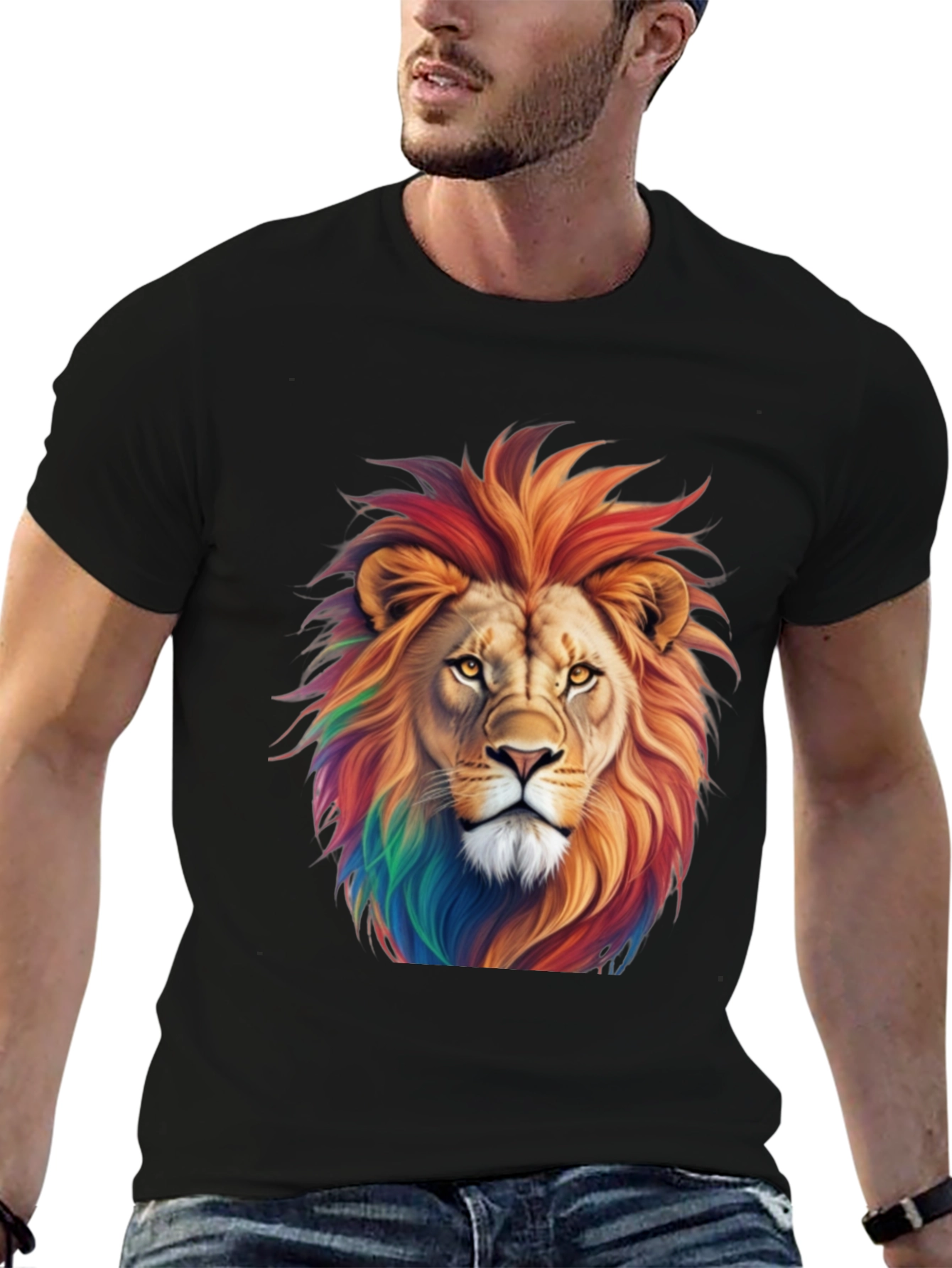 Rainbow Lion Graphic Tee - Black T-Shirt