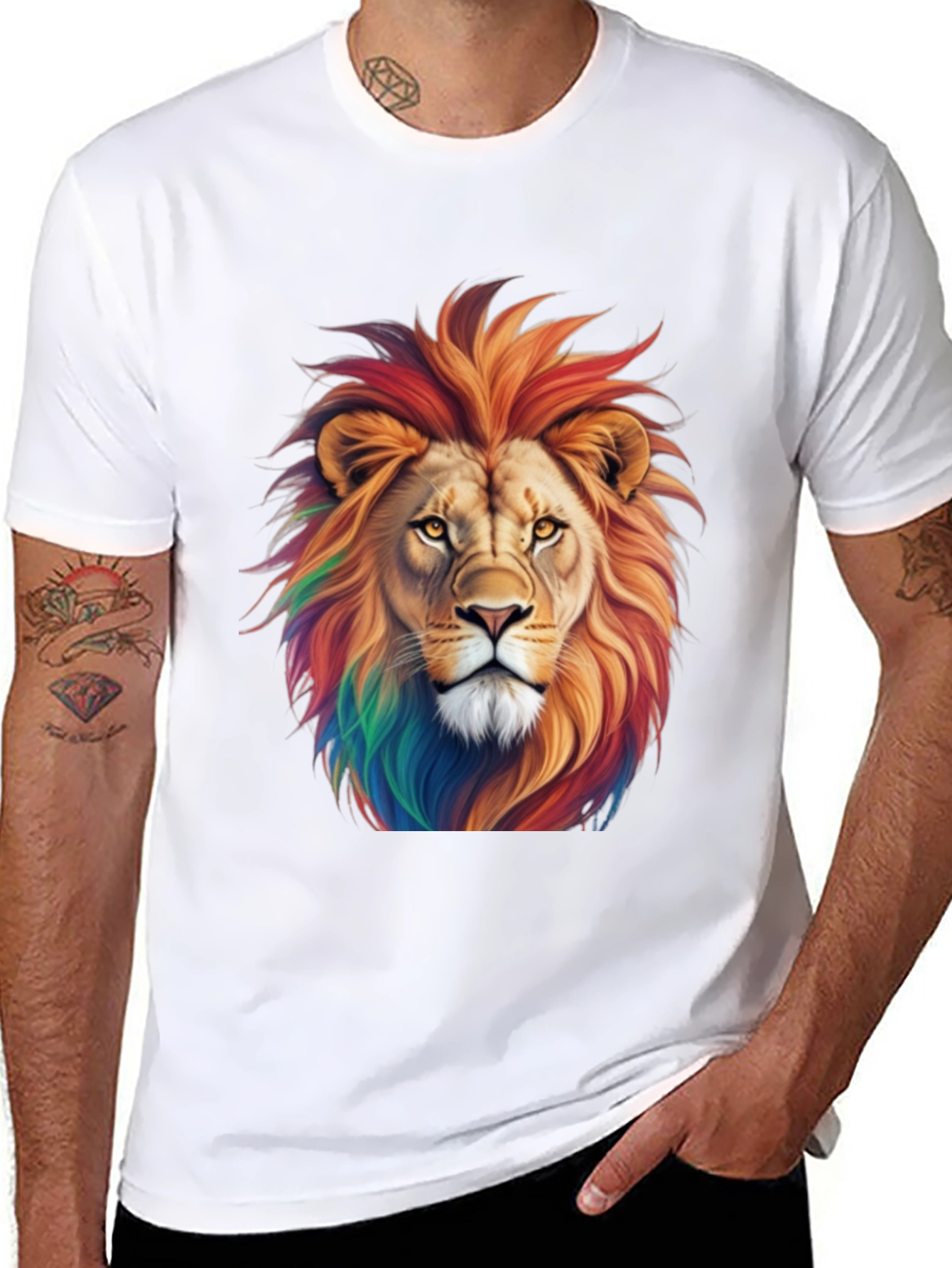 Rainbow Lion Graphic Tee - Black T-Shirt