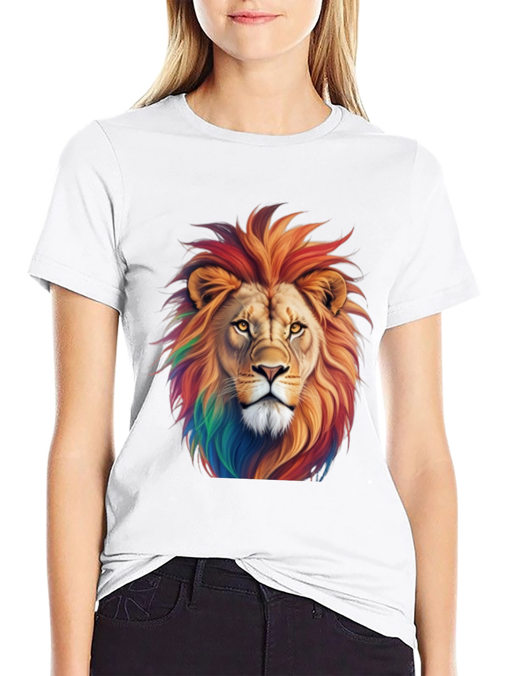 Rainbow Lion Graphic Tee - Black T-Shirt