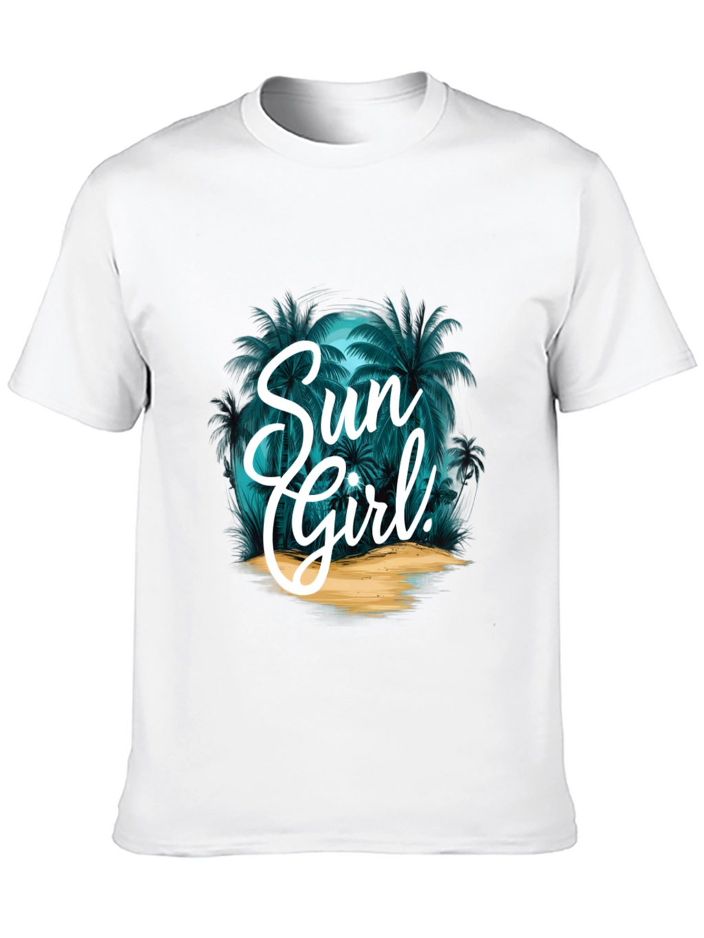 Sun Girl Graphic T-Shirt - Tropical Design