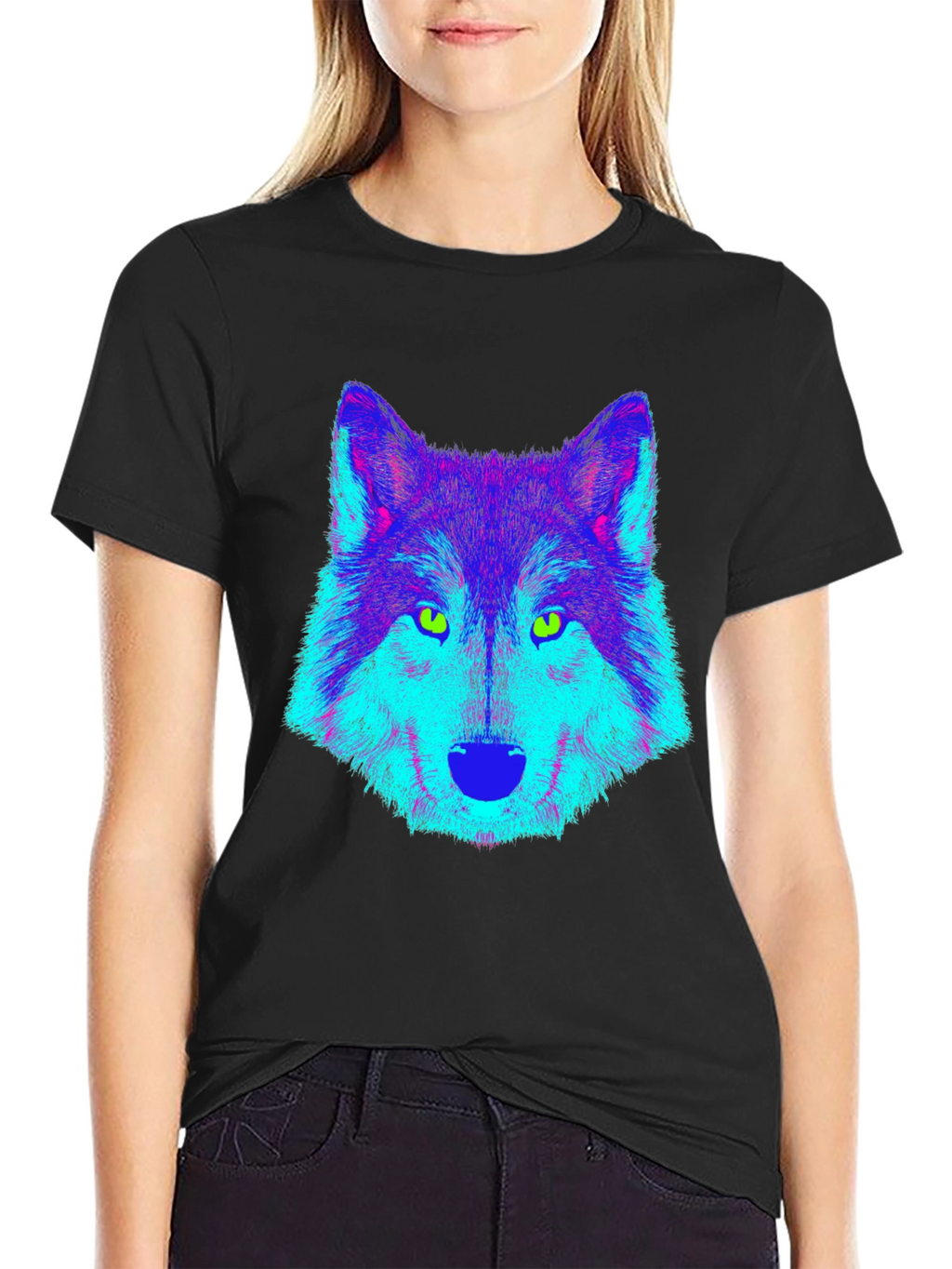 Neon Wolf Graphic Tee - Mens Black T-Shirt