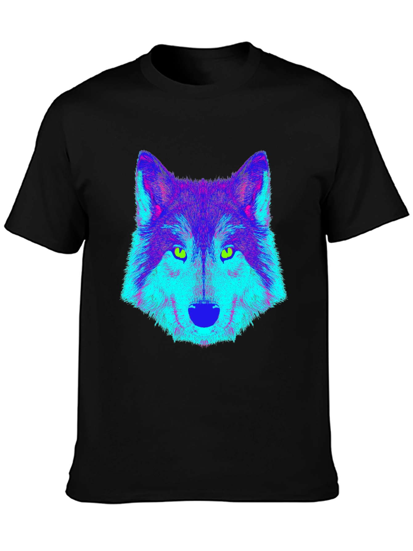 Neon Wolf Graphic Tee - Mens Black T-Shirt