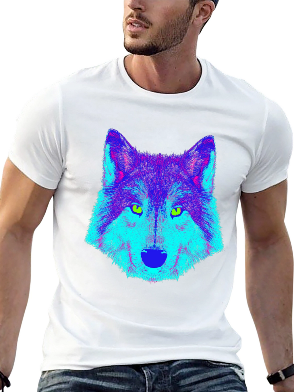 Neon Wolf Graphic Tee - Mens Black T-Shirt