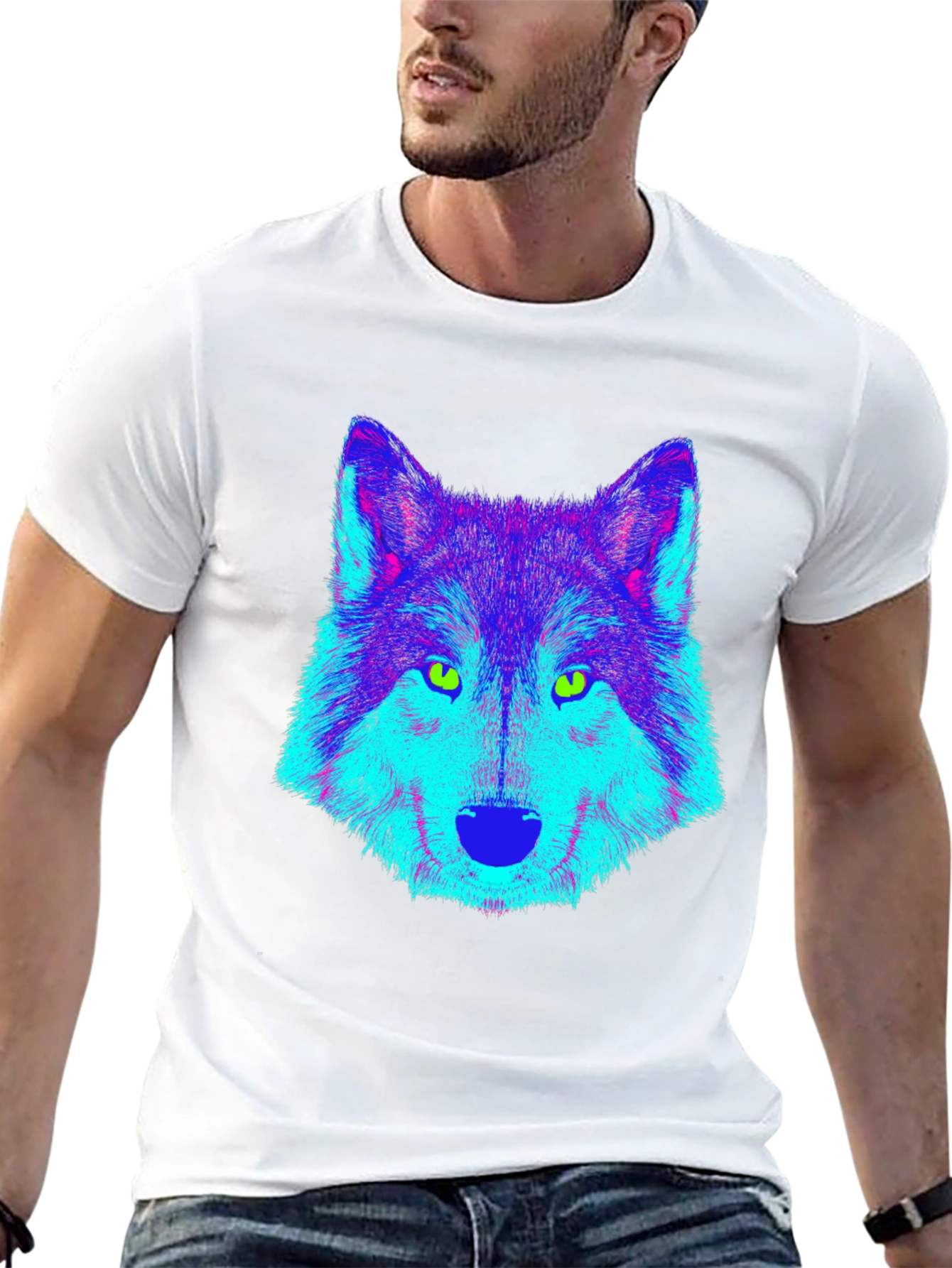Neon Wolf Graphic Tee - Mens Black T-Shirt