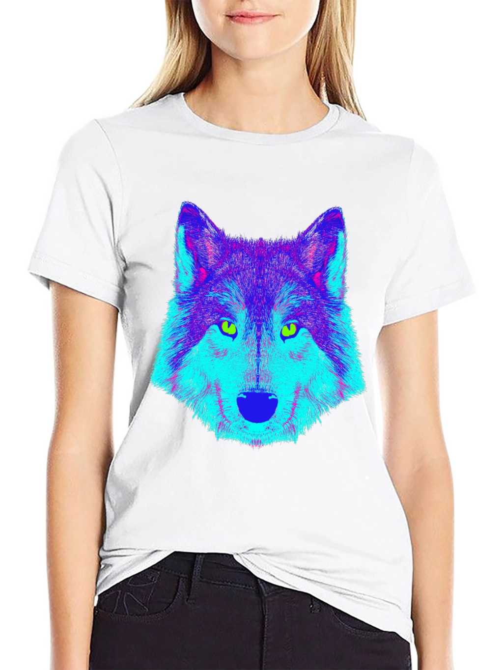 Neon Wolf Graphic Tee - Mens Black T-Shirt