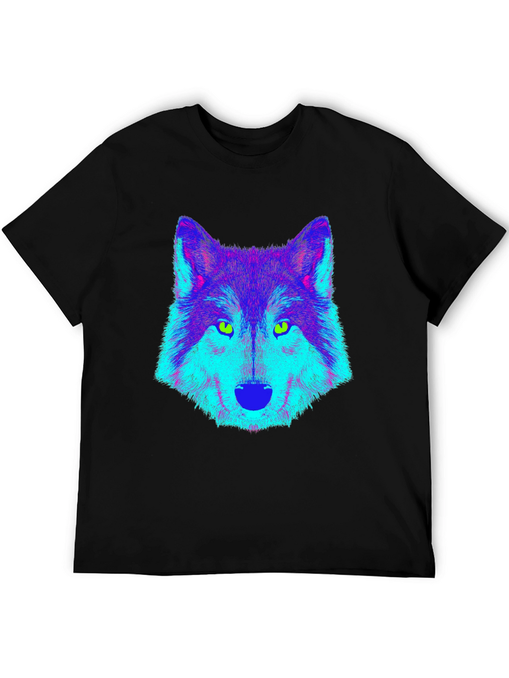 Neon Wolf Graphic Tee - Mens Black T-Shirt