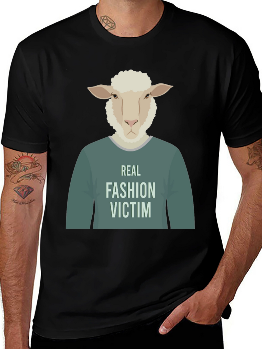 Real Fashion Victim Sheep Graphic T-Shirt