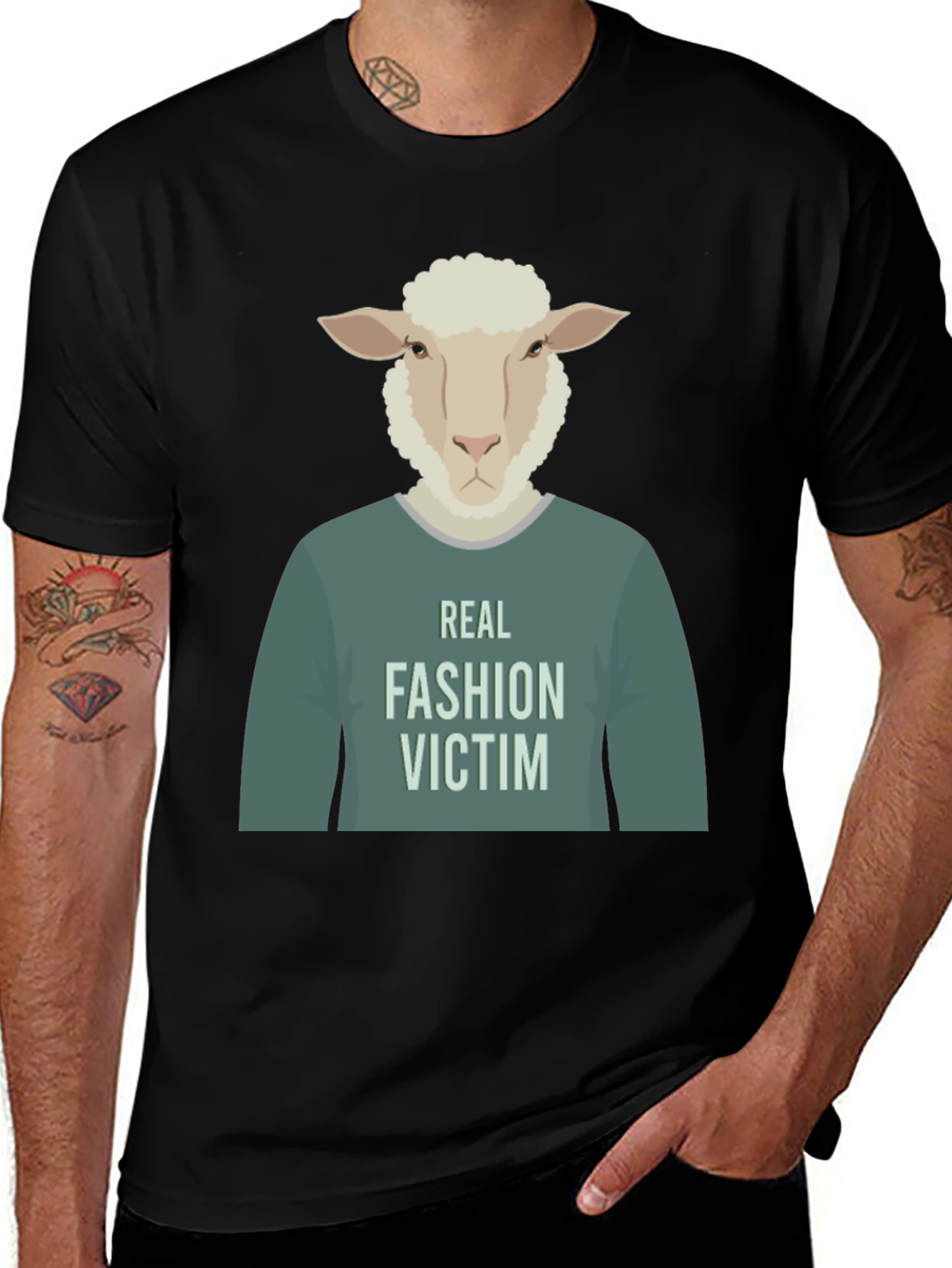 Real Fashion Victim Sheep Graphic T-Shirt