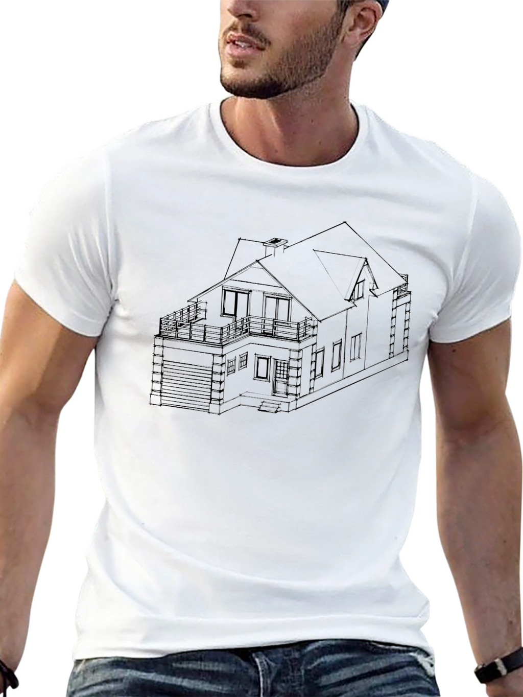 Modern Home Blueprint Black T-Shirt