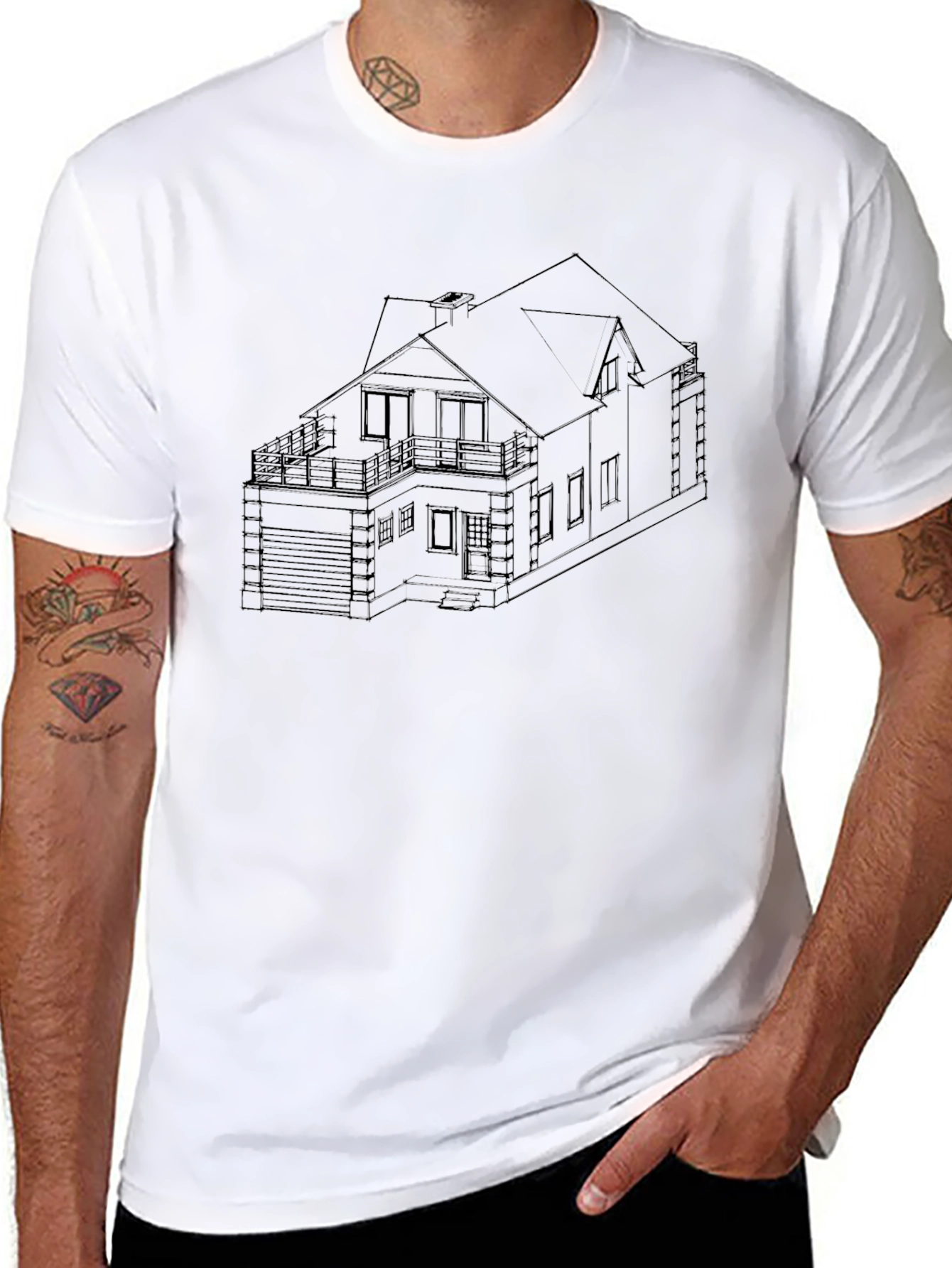 Modern Home Blueprint Black T-Shirt
