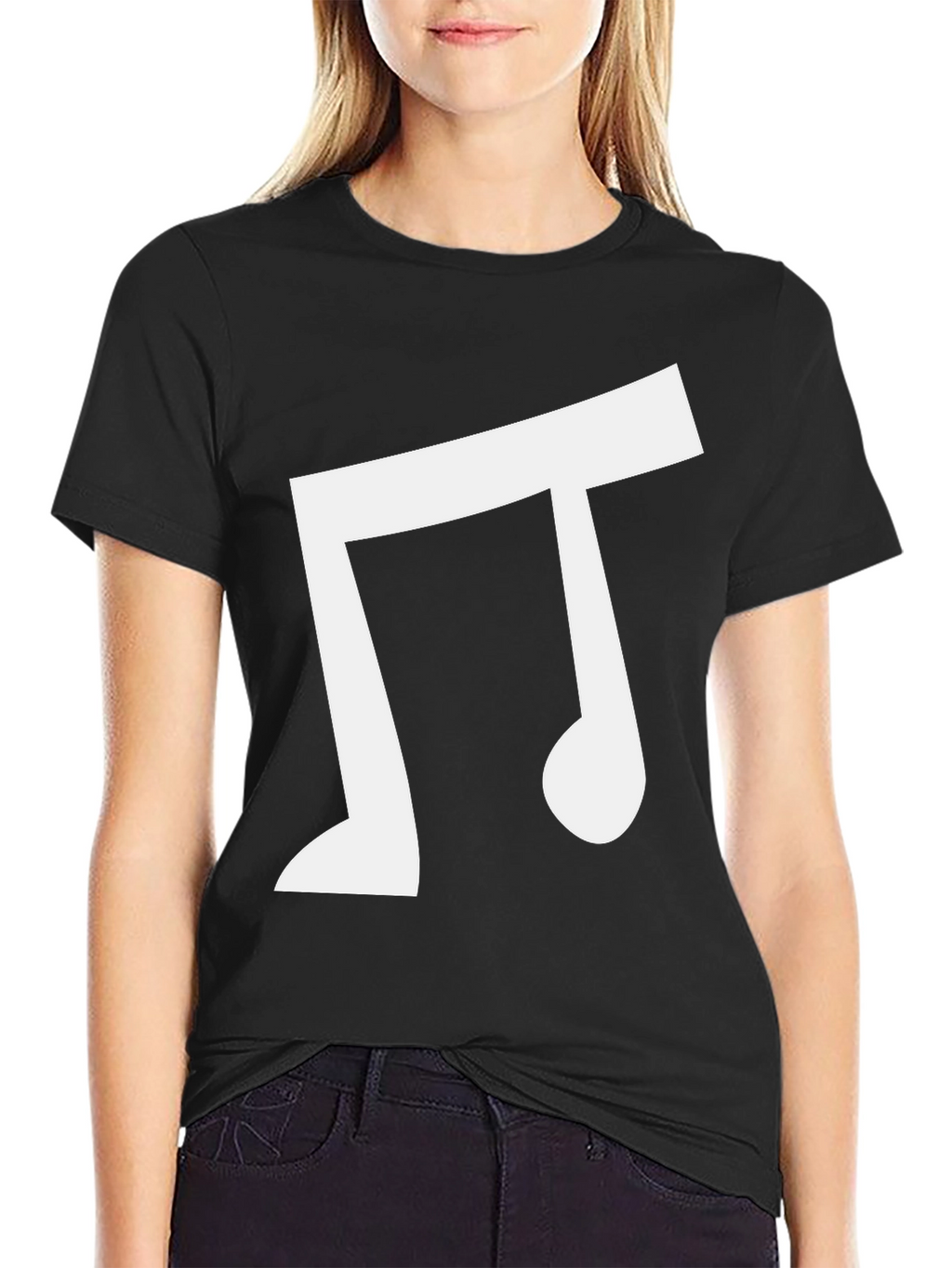 Musical Note Graphic Tee - Casual Black T-Shirt