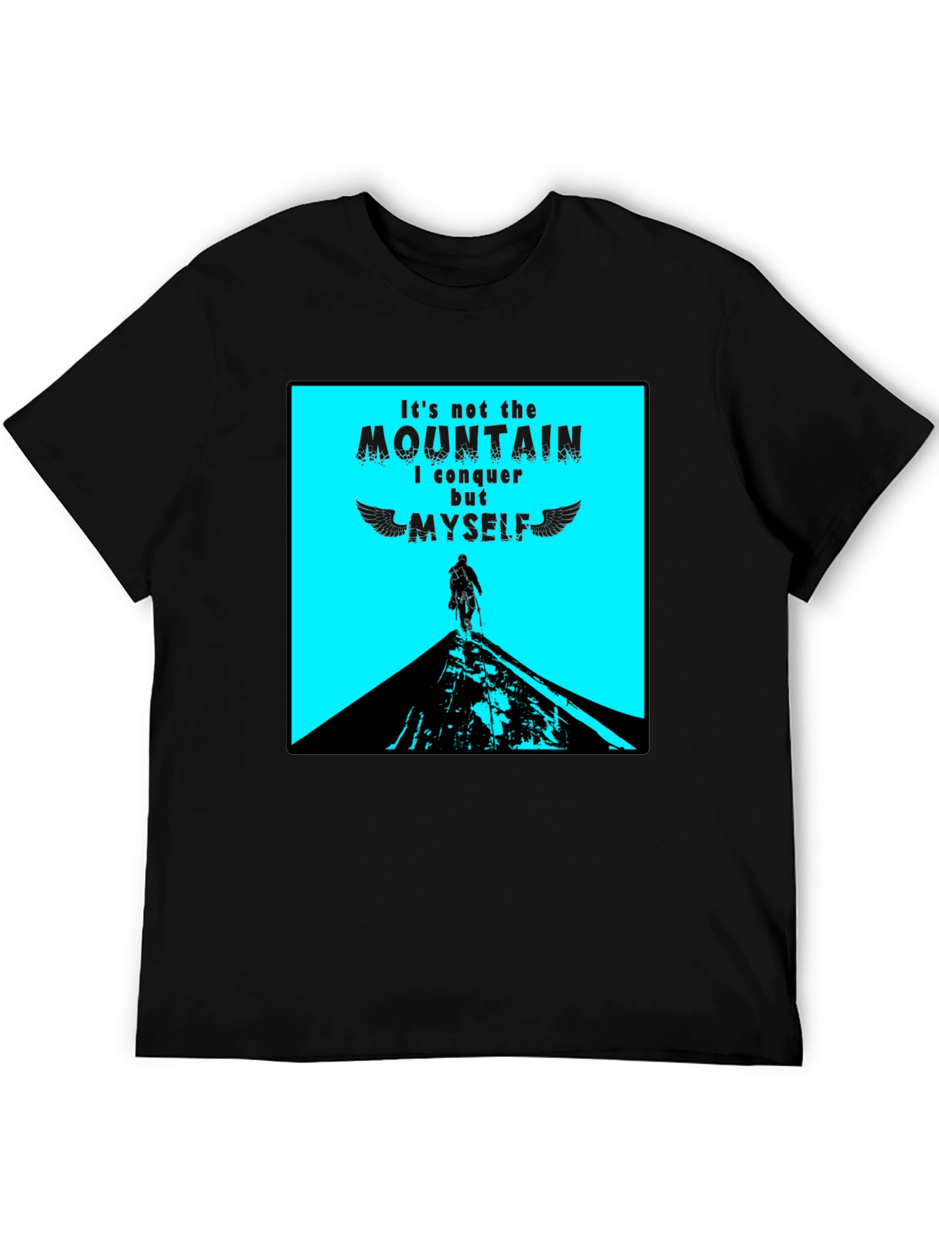 Conquer Myself Mountain Black Graphic T-Shirt