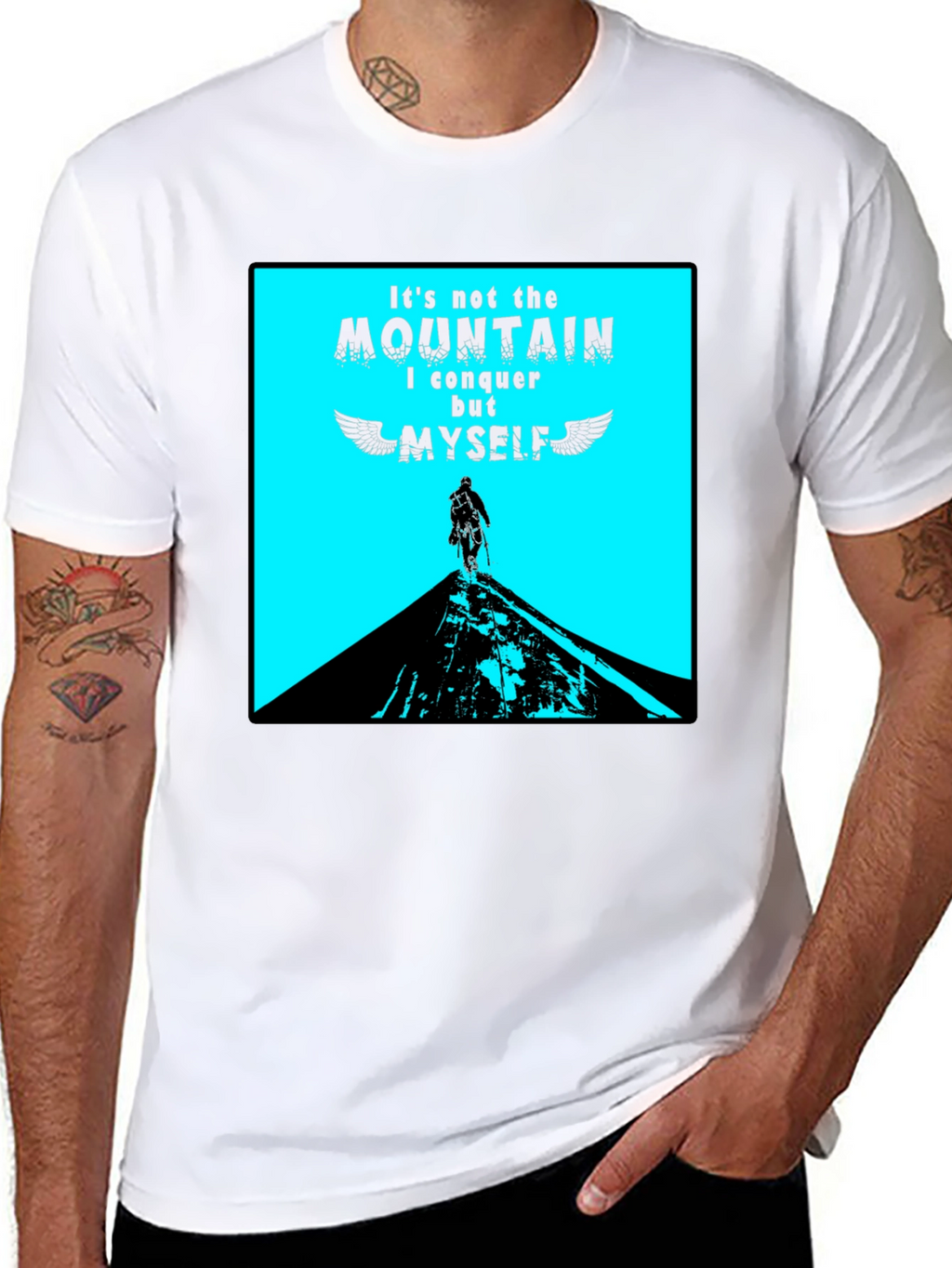 Conquer Myself Mountain Black Graphic T-Shirt