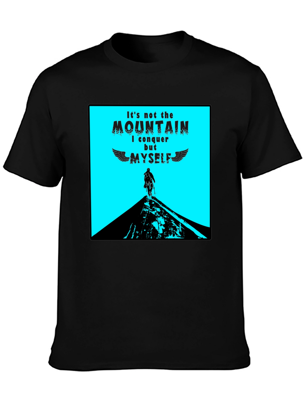 Conquer Myself Mountain Black Graphic T-Shirt
