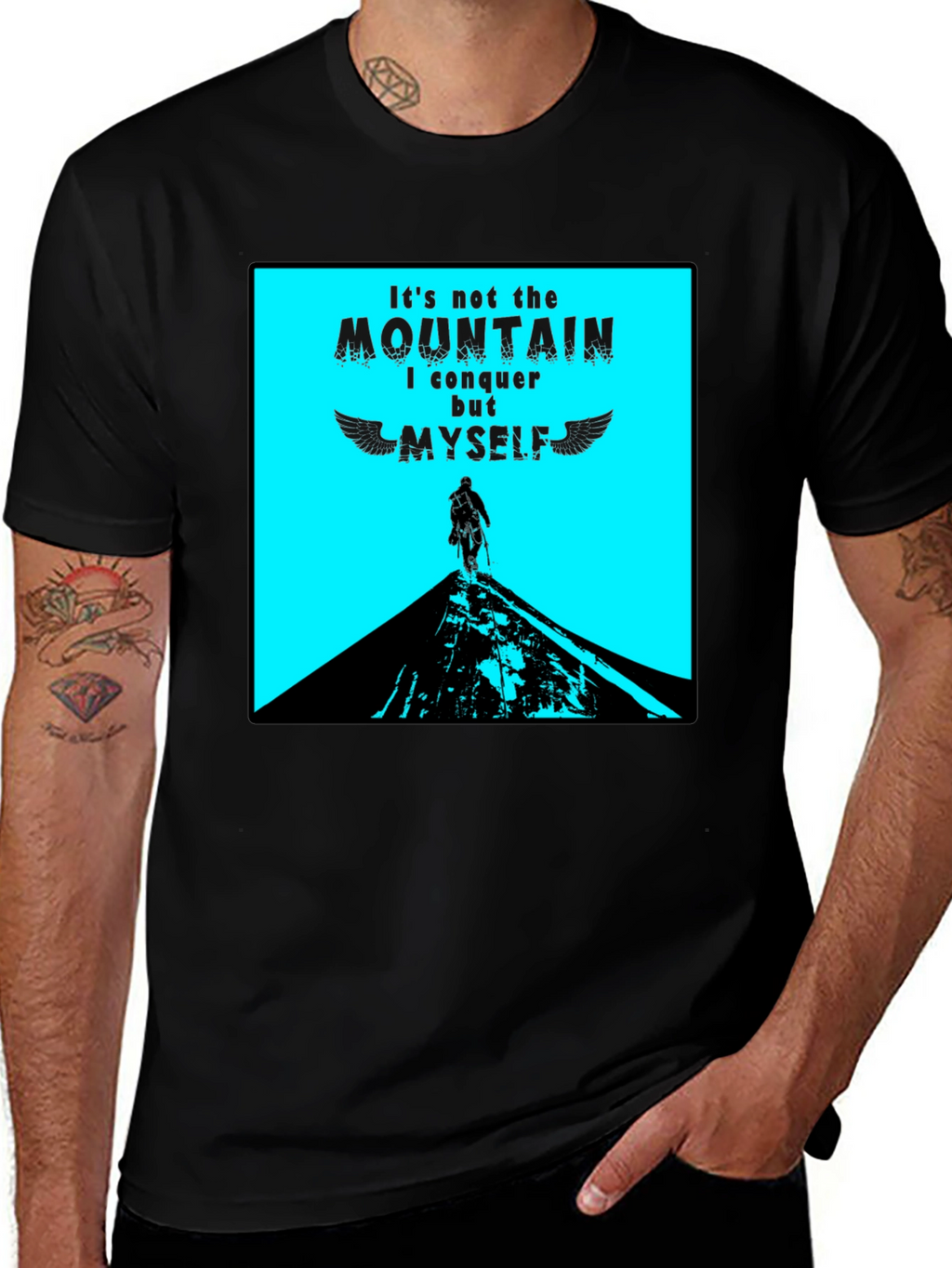 Conquer Myself Mountain Black Graphic T-Shirt