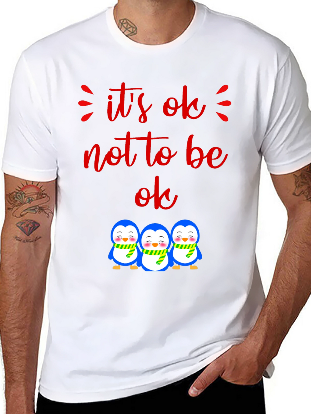 Its Ok Not to Be Ok Penguin Graphic Tee