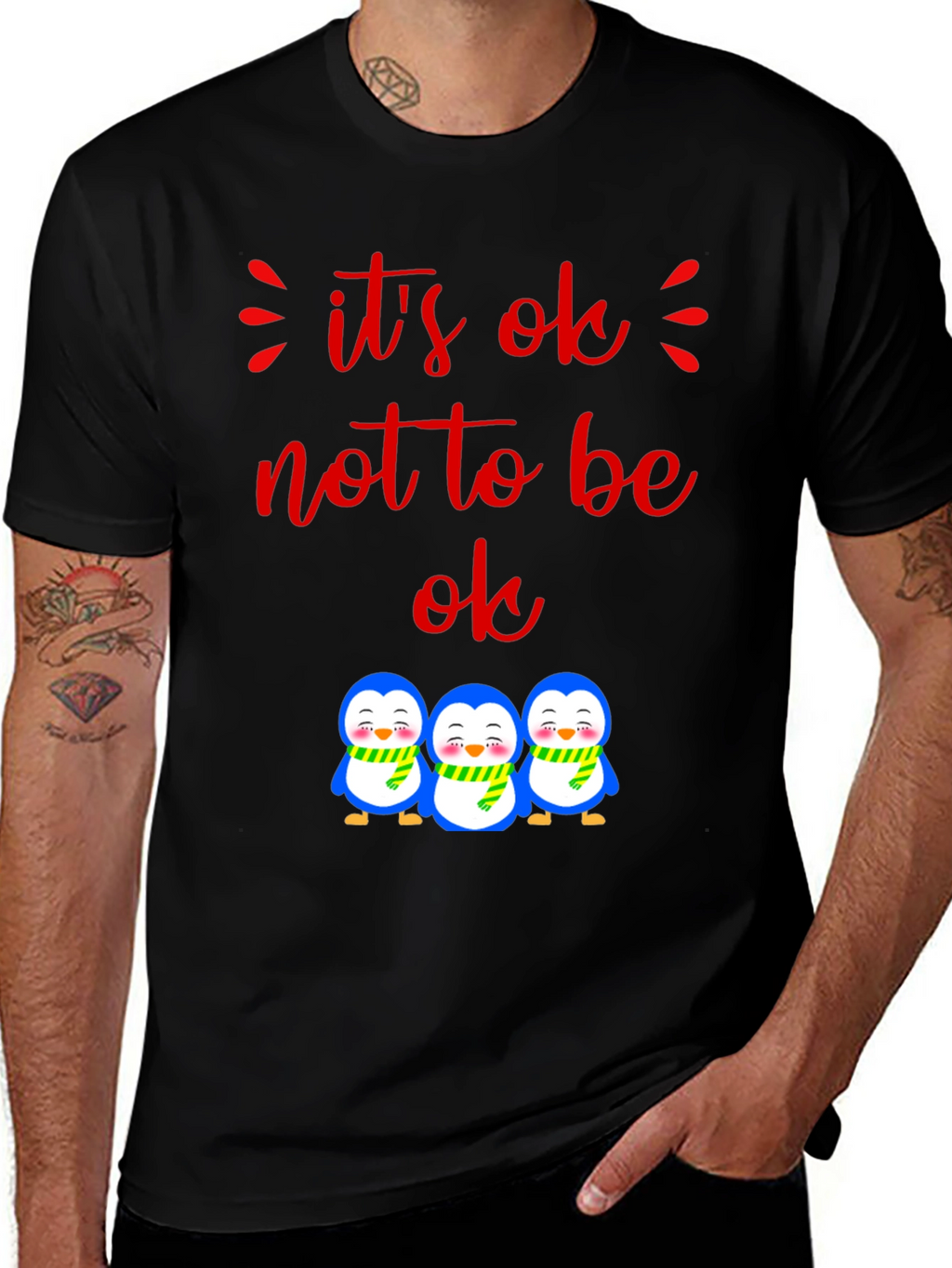 Its Ok Not to Be Ok Penguin Graphic Tee