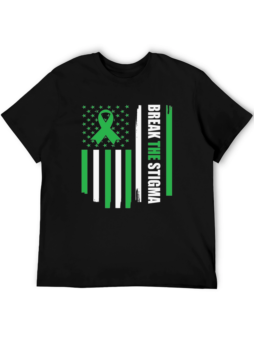 Break the Stigma Green Ribbon Mental Health Awareness T-Shirt