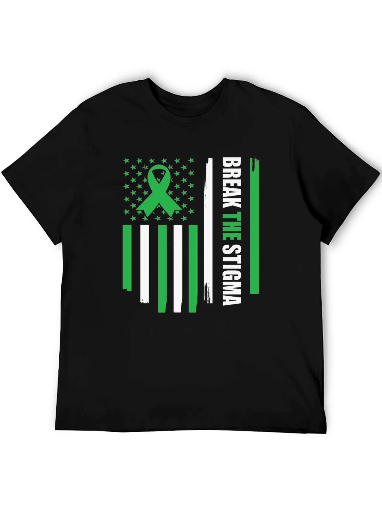 Break the Stigma Green Ribbon Mental Health Awareness T-Shirt