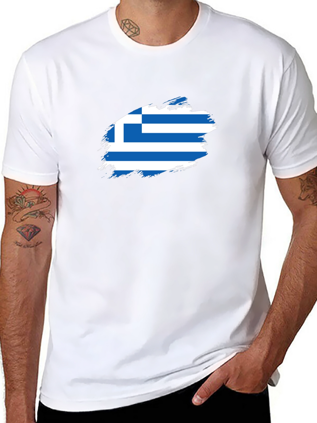 Greek Flag T-Shirt - Black Cotton Tee