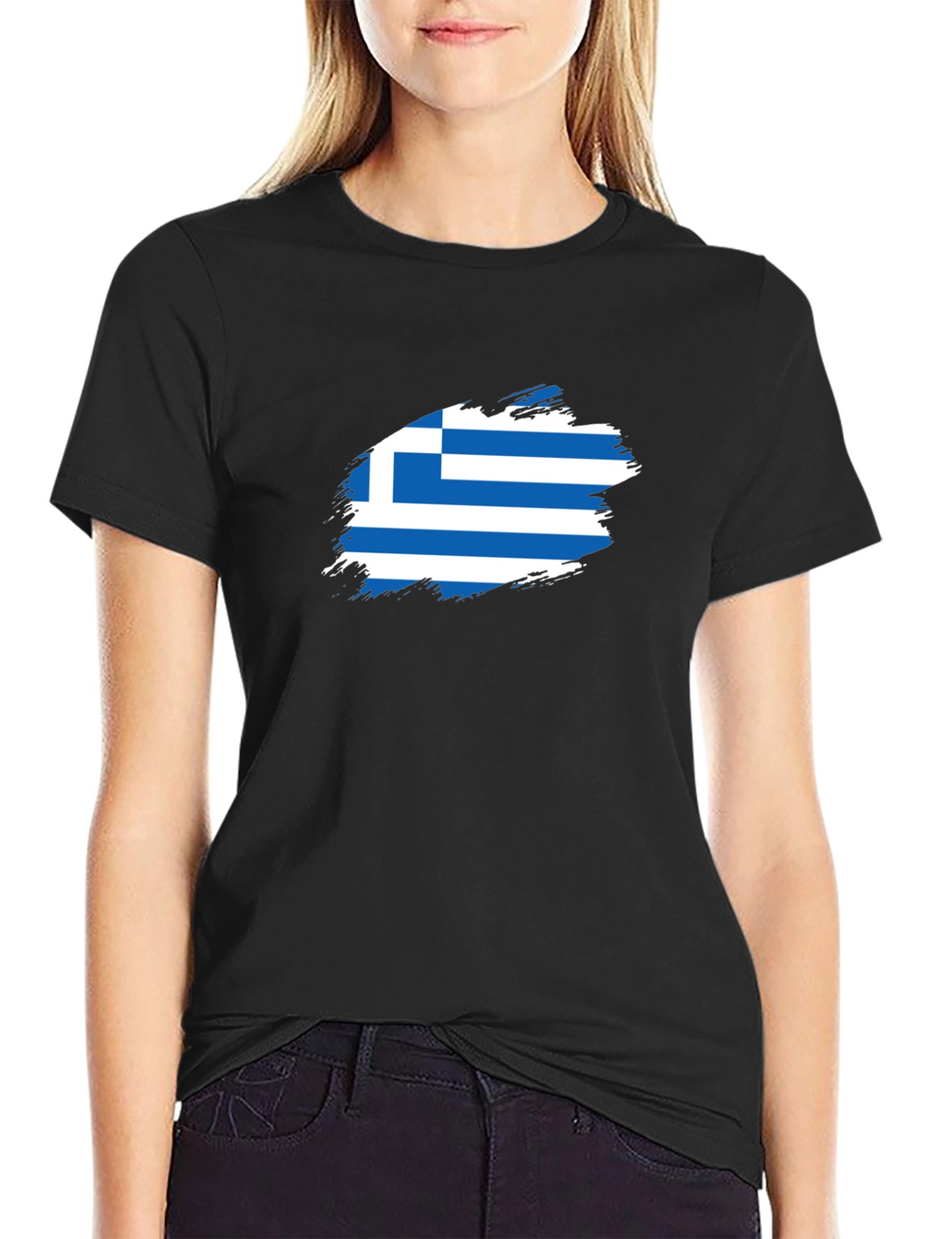 Greek Flag T-Shirt - Black Cotton Tee