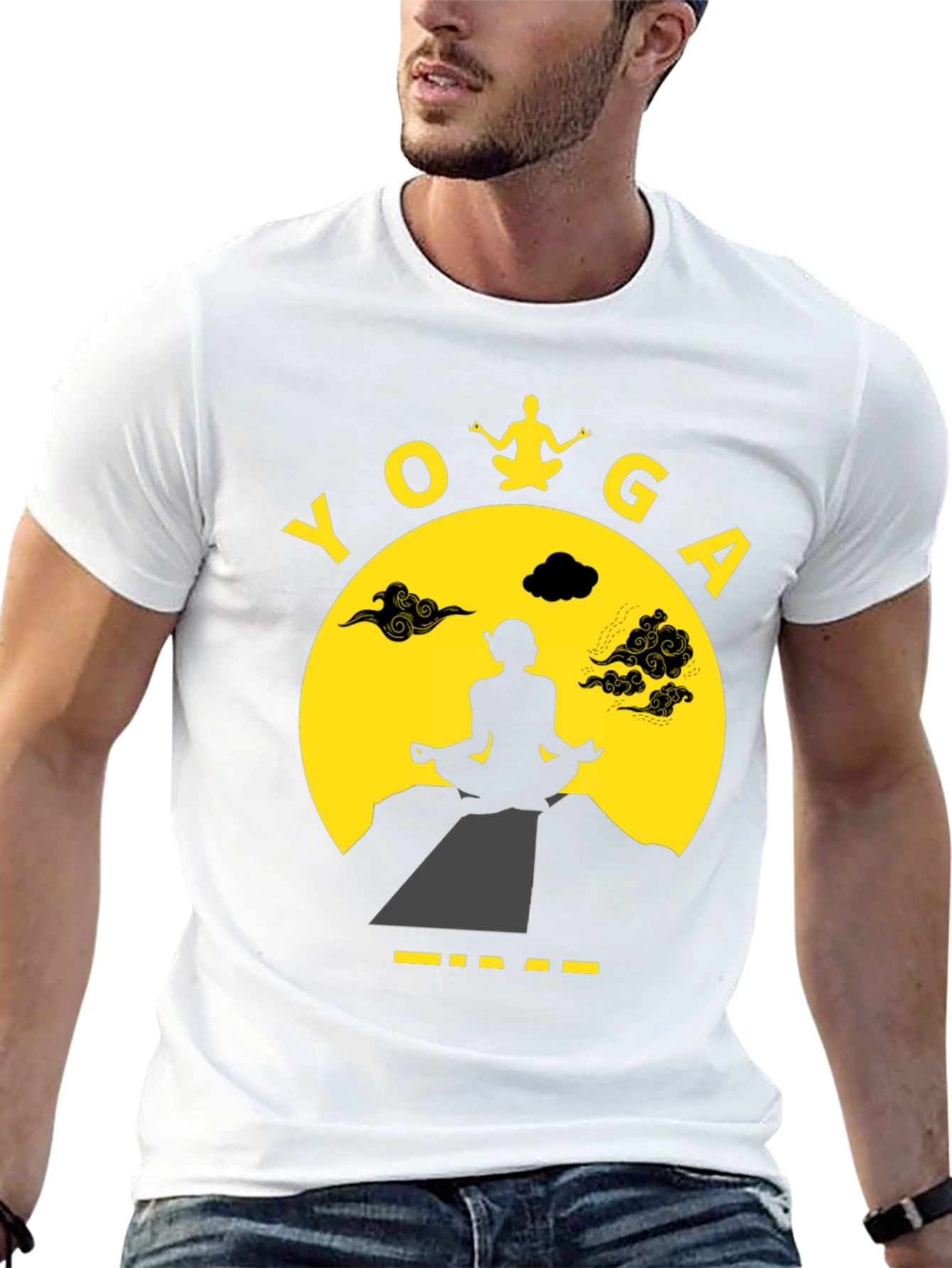 Yoga Time Graphic Tee - Meditating Silhouette T-Shirt
