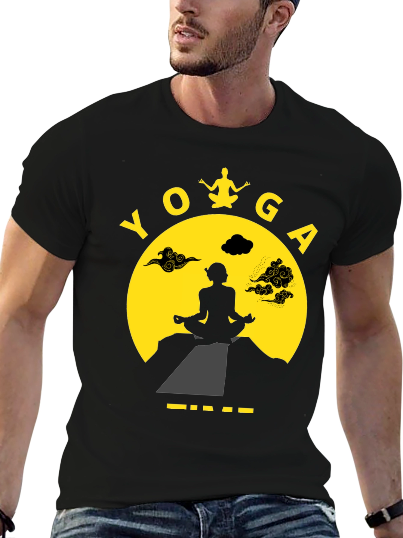 Yoga Time Graphic Tee - Meditating Silhouette T-Shirt