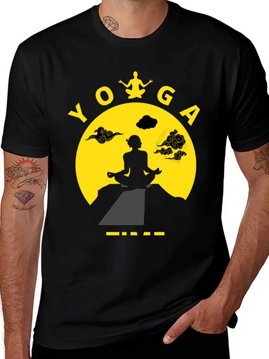 Yoga Time Graphic Tee - Meditating Silhouette T-Shirt