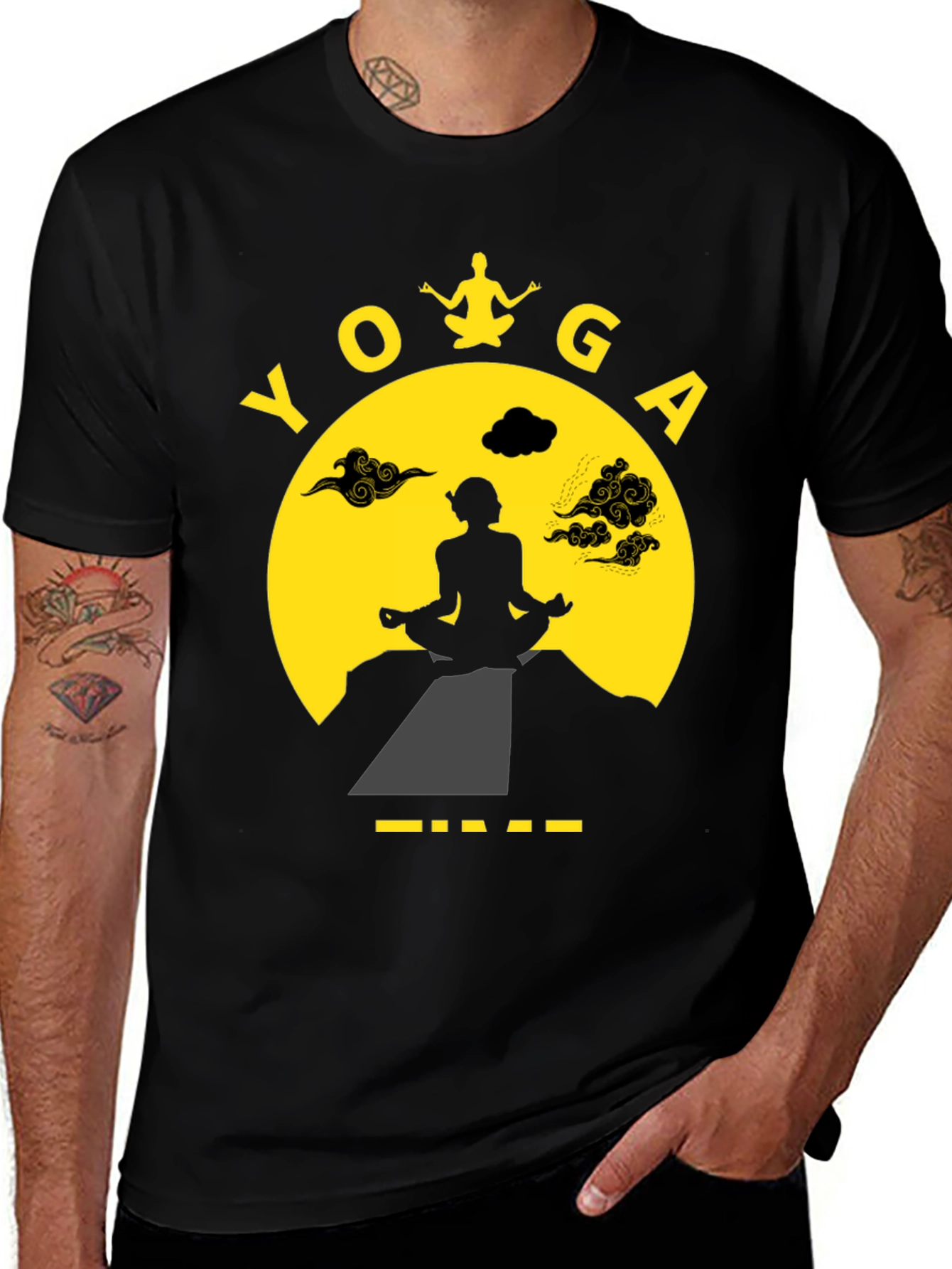 Yoga Time Graphic Tee - Meditating Silhouette T-Shirt