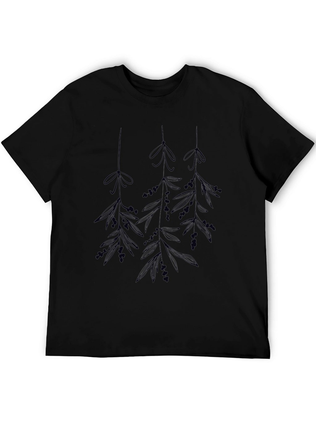 Botanical Print Black T-Shirt