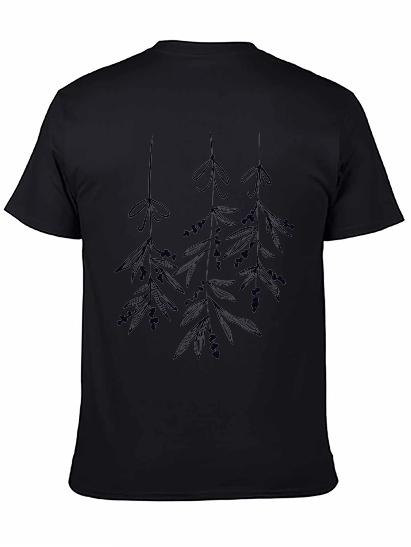 Botanical Print Black T-Shirt