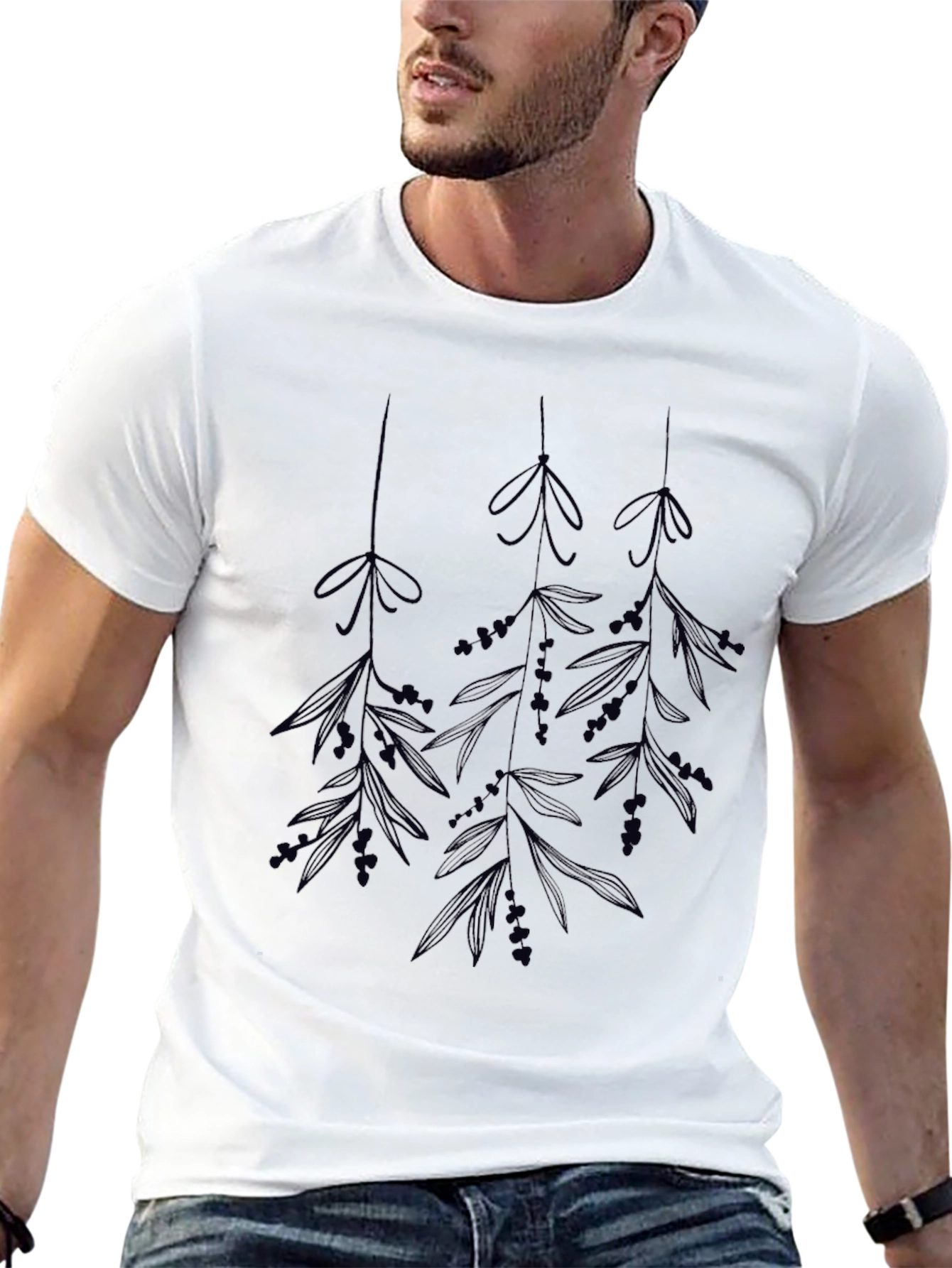 Botanical Print Black T-Shirt