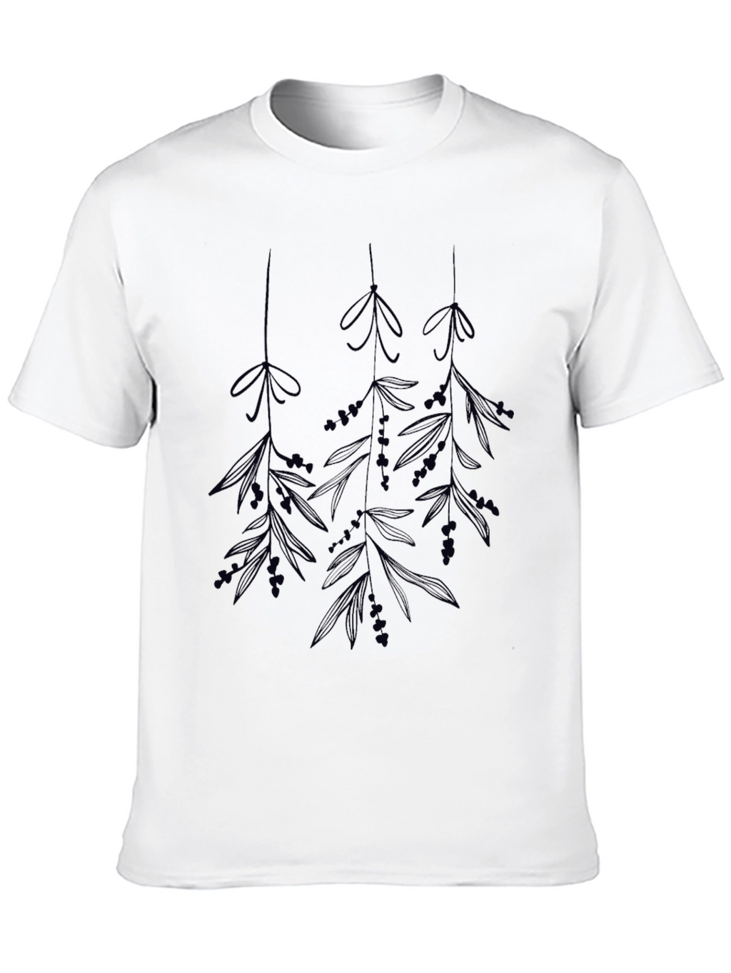 Botanical Print Black T-Shirt