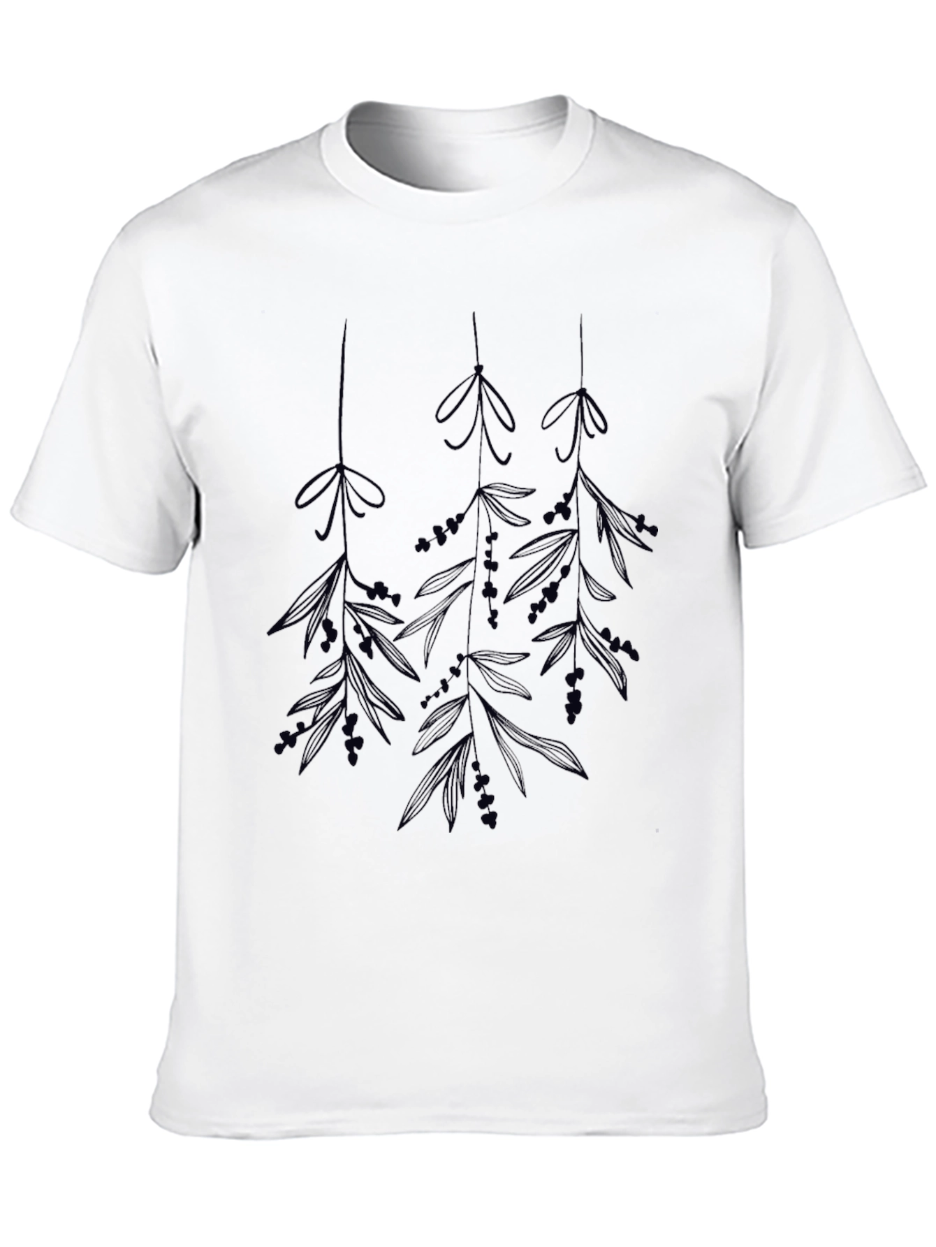 Botanical Print Black T-Shirt