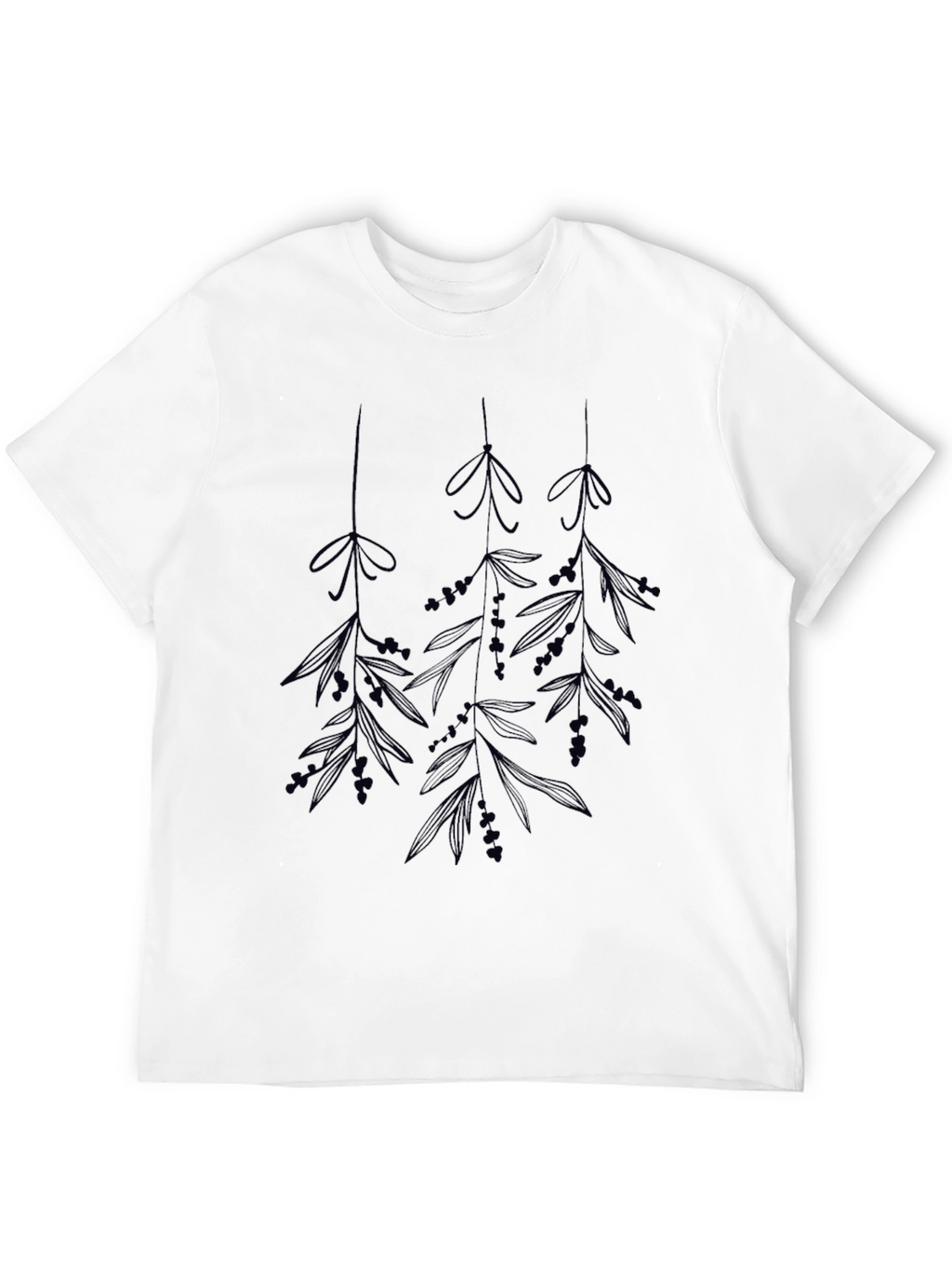 Botanical Print Black T-Shirt