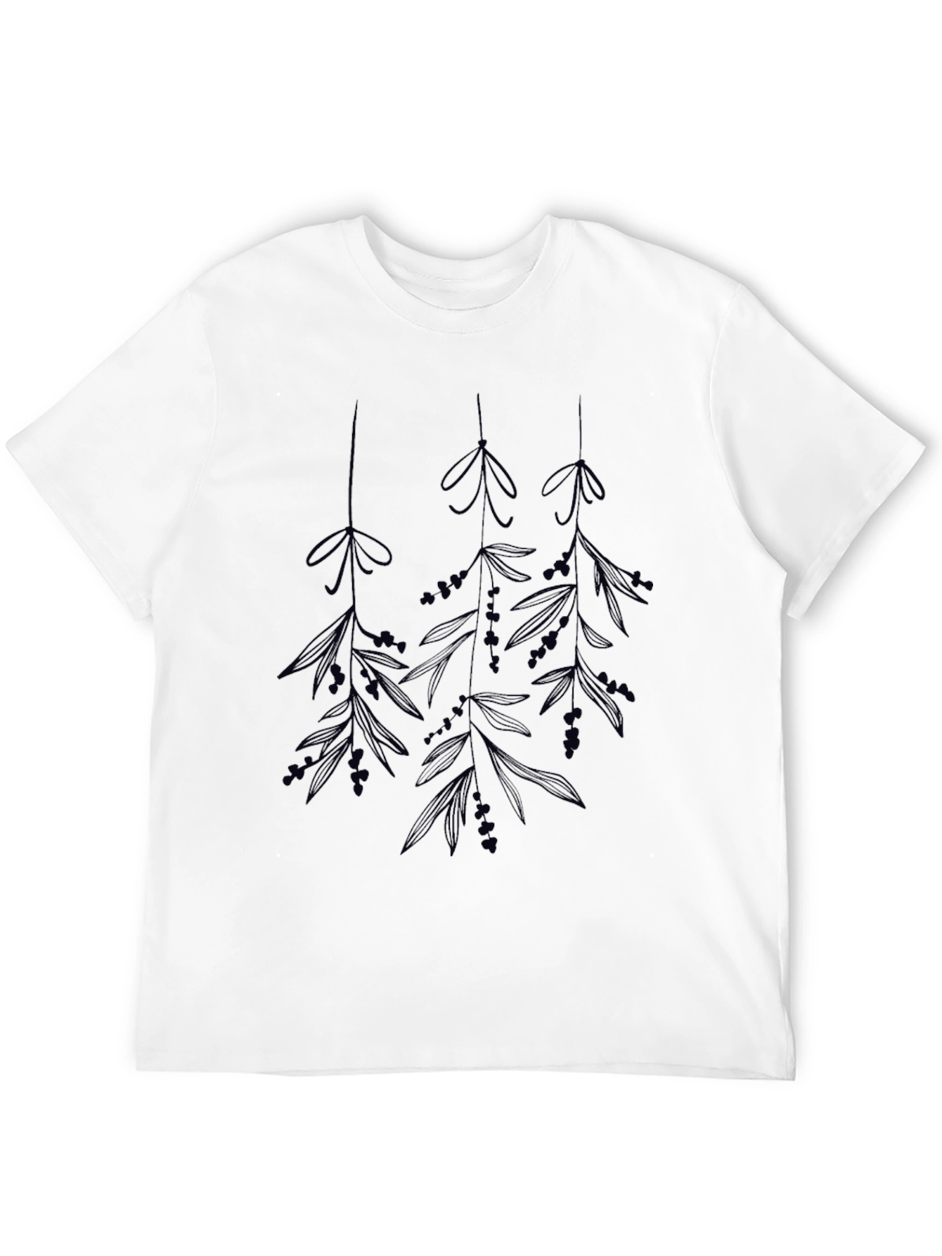 Botanical Print Black T-Shirt